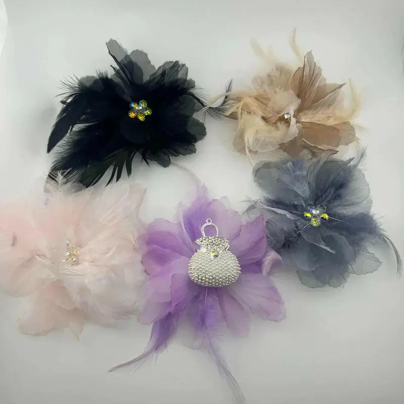 FS1477-Farbic Flower Feather Patch For Making Fancy Beads Zoe's DIY Shop