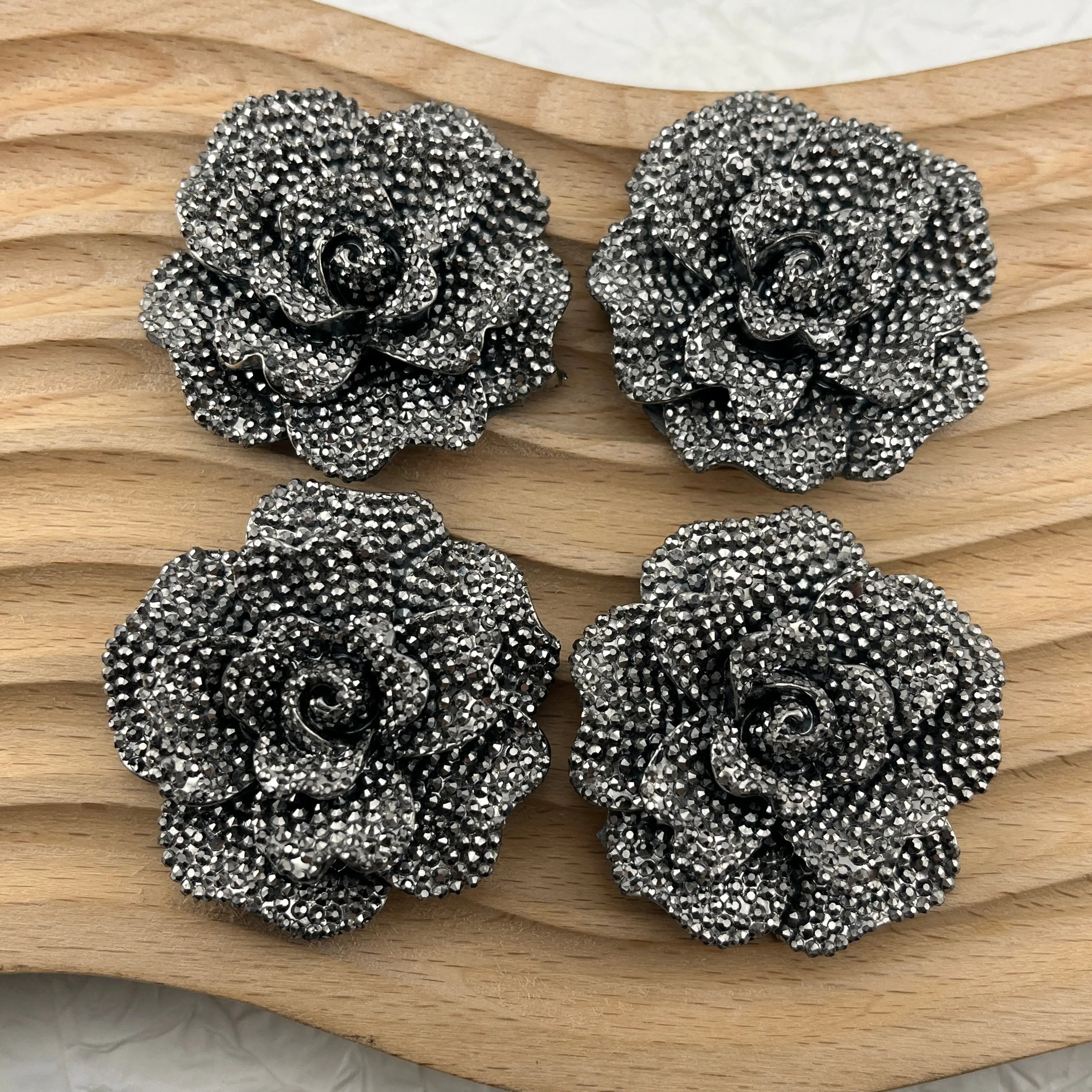 FS1511-45MM Gun Black Resin Rose Flower For Making Fancy Beads Zoe's DIY Shop