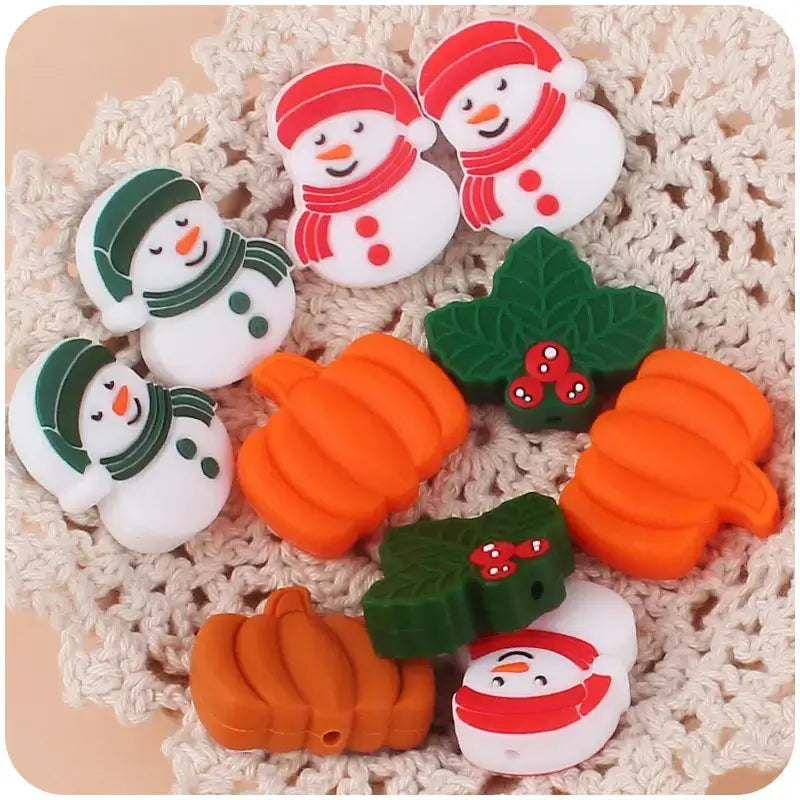 FS1538-Snowman Silicone Flat Beads Zoe DIY Wholesale