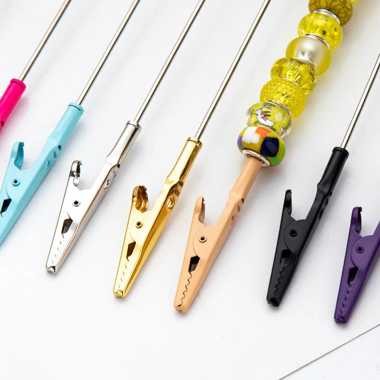 FS1548-16.2*0.2cm DIY Metal Crocodile Clips with Beadable Keychain Bar Mini Lobster Clasp for Notes Business Card Photo Zoe's DIY Shop