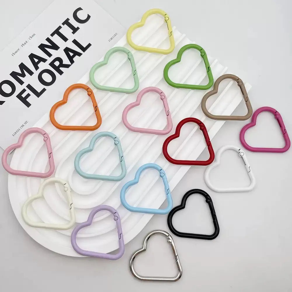 FS1559-42*44mm Random Mixed Color Big heart Keychain Ring Zoe's DIY Shop