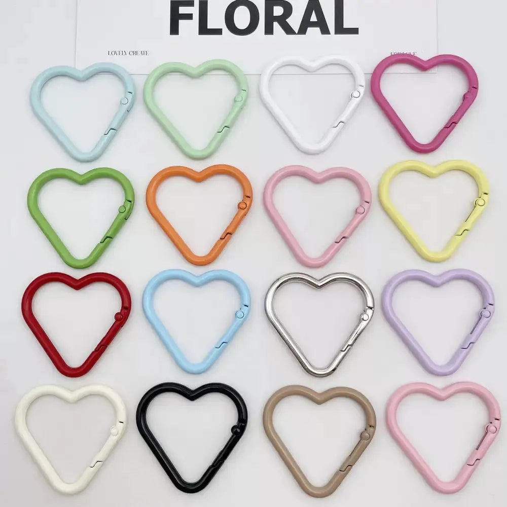 FS1559-42*44mm Random Mixed Color Big heart Keychain Ring Zoe's DIY Shop