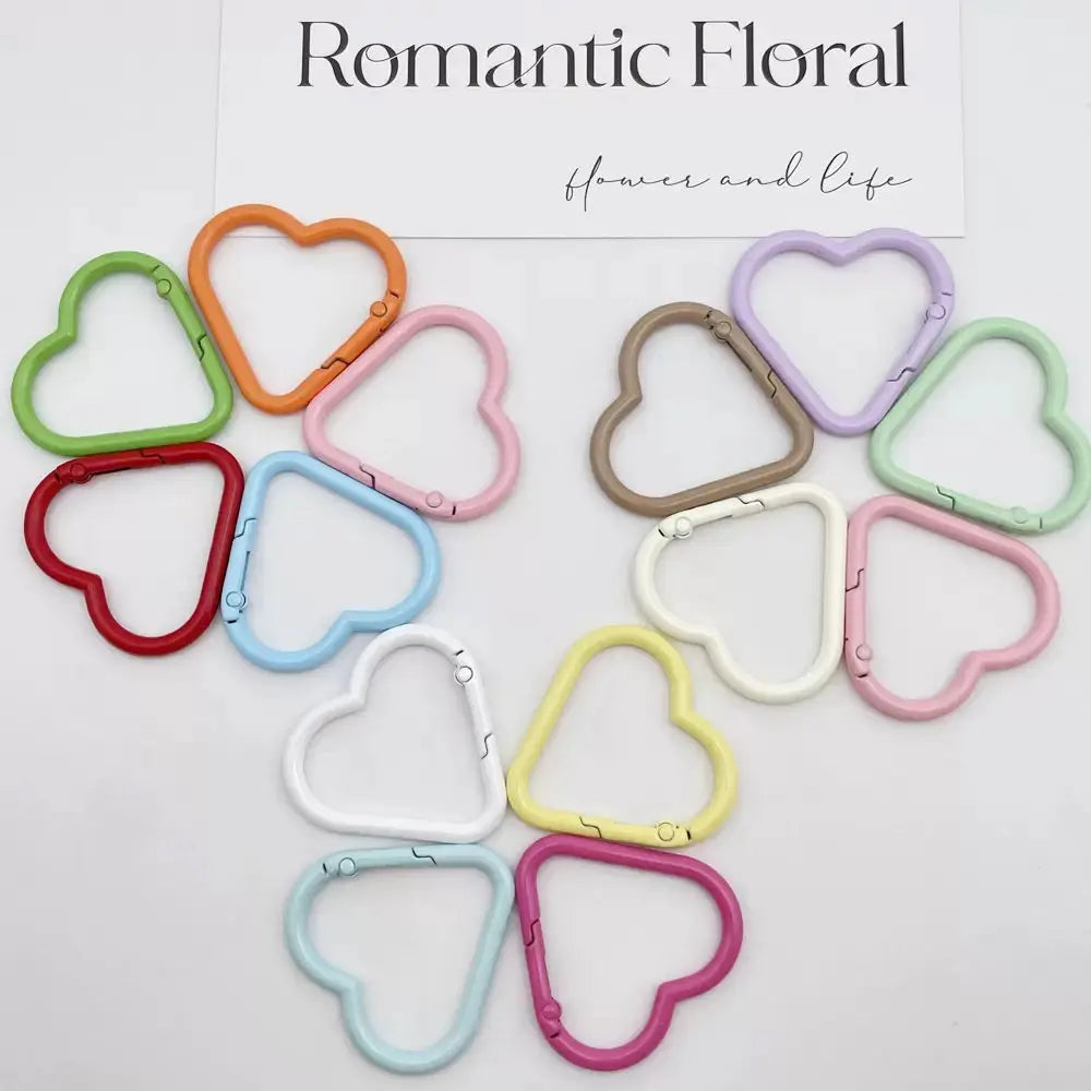FS1559-42*44mm Random Mixed Color Big heart Keychain Ring Zoe's DIY Shop