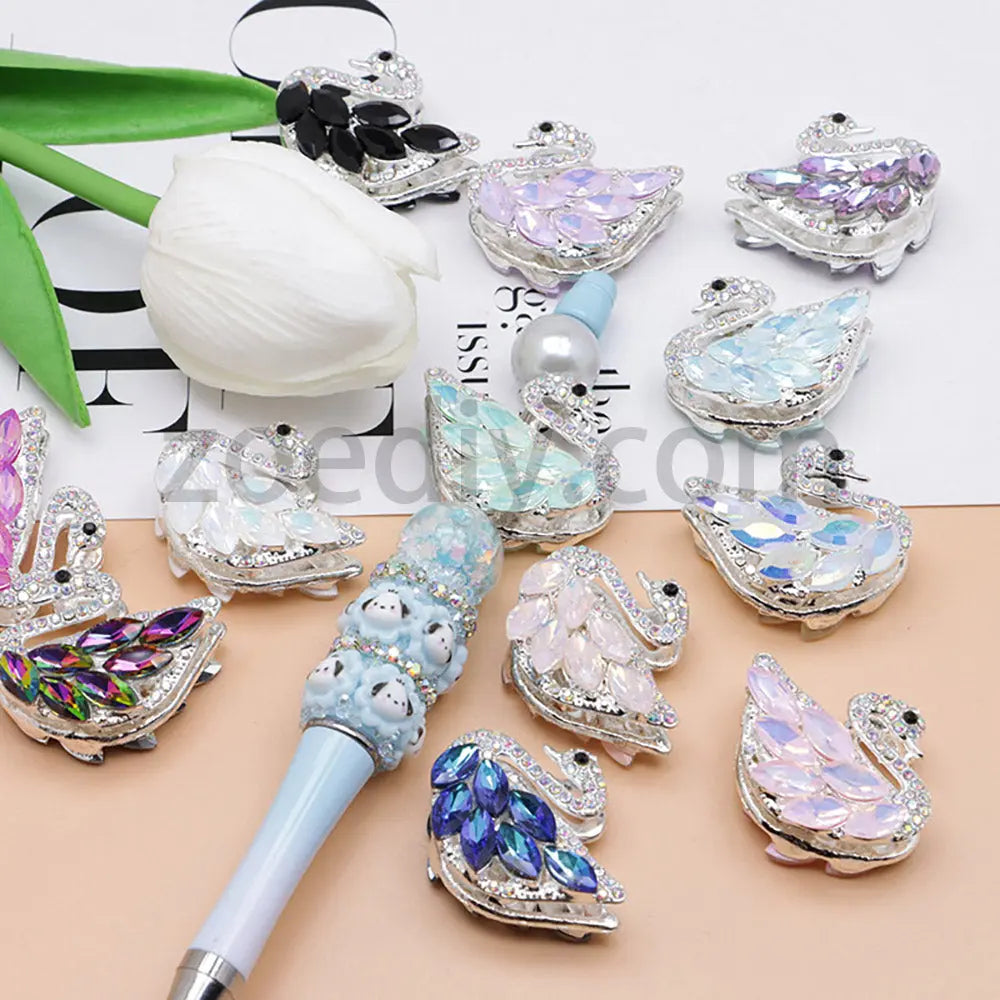 FS1622-Swan Diamond Alloy Beads Fit For Beadable Pens For Keychain Jewelry Making Zoe's DIY Shop