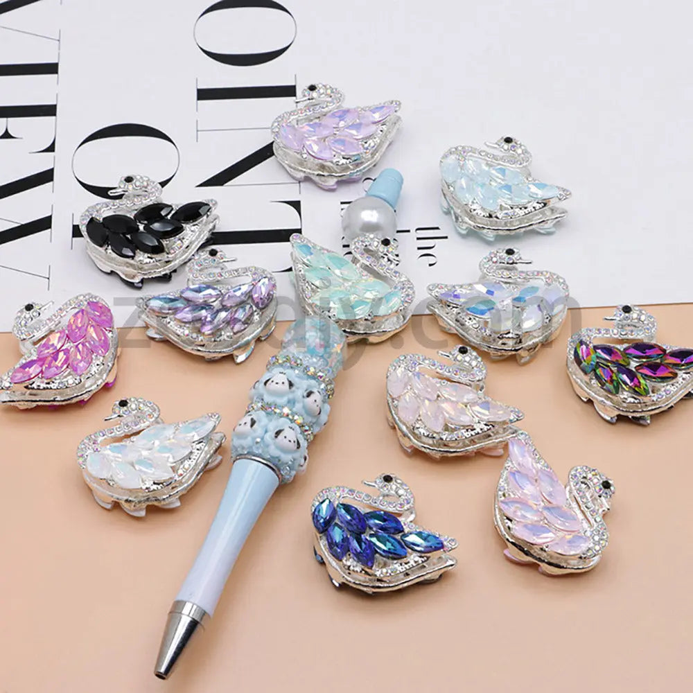 FS1622-Swan Diamond Alloy Beads Fit For Beadable Pens For Keychain Jewelry Making Zoe's DIY Shop