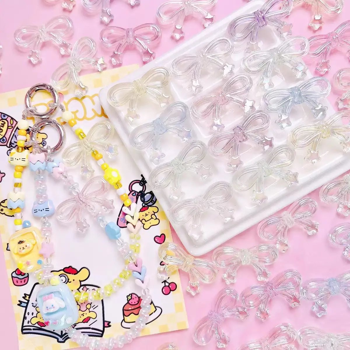 FS1652-20*34mm UV Clear Luminous Star Bow Acrylic Beads For Keychain Beadable Pens Jewelry Making Zoe's DIY Shop
