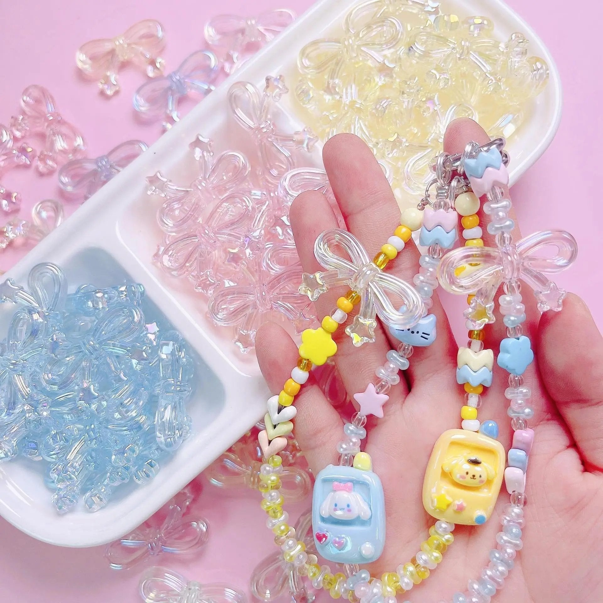 FS1652-20*34mm UV Clear Luminous Star Bow Acrylic Beads For Keychain Beadable Pens Jewelry Making Zoe's DIY Shop