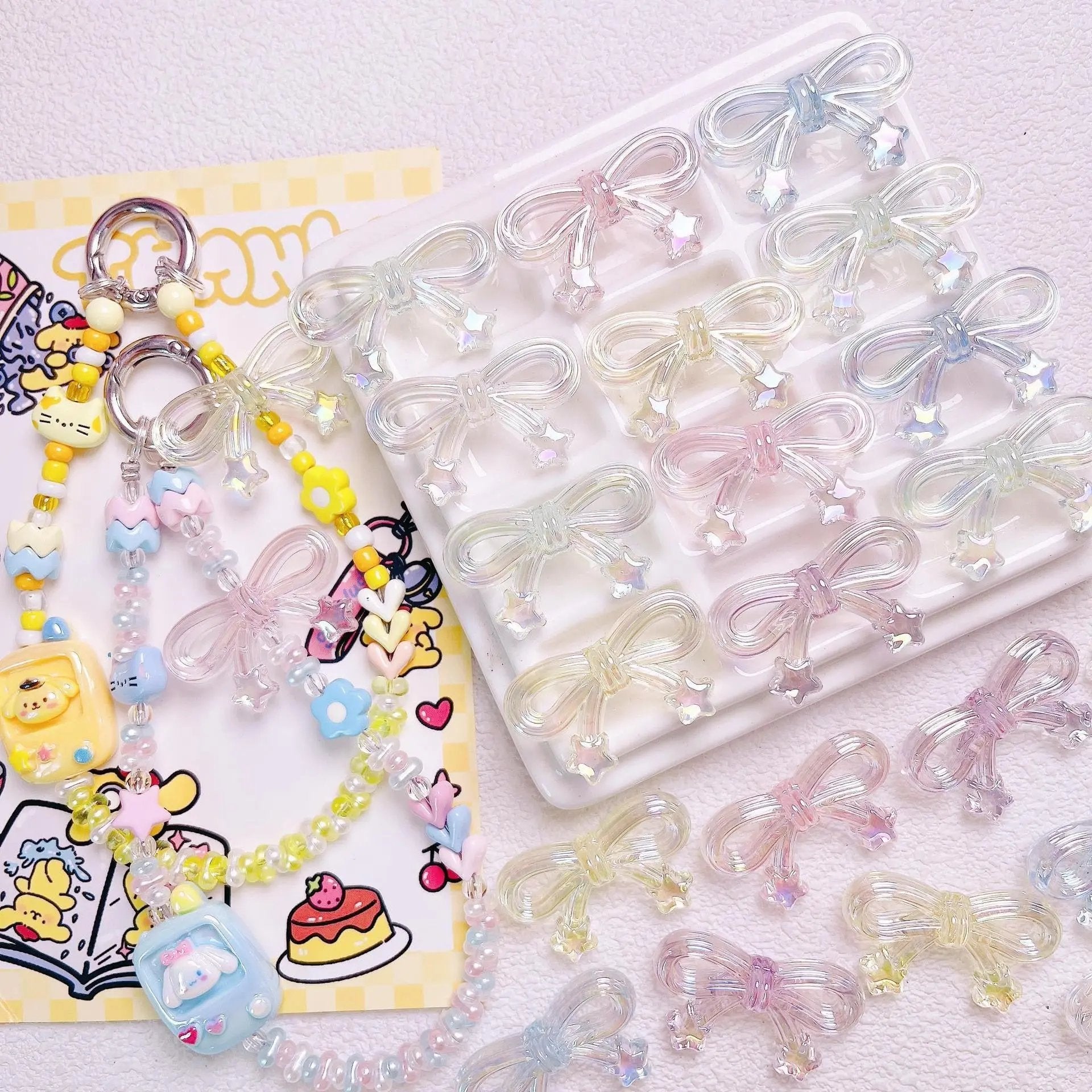 FS1652-20*34mm UV Clear Luminous Star Bow Acrylic Beads For Keychain Beadable Pens Jewelry Making Zoe's DIY Shop