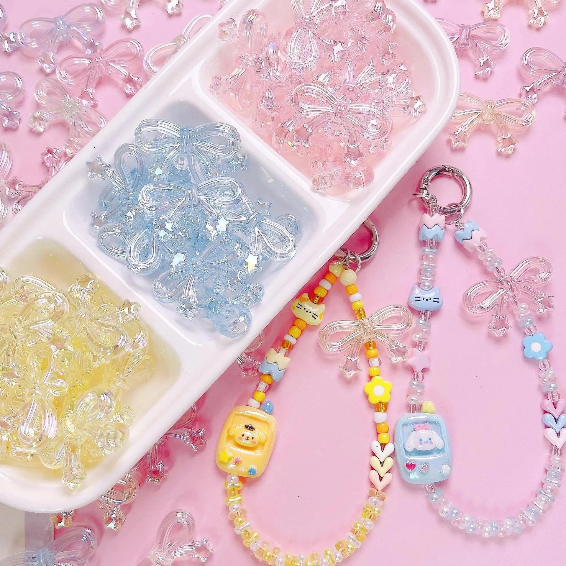 FS1652-20*34mm UV Clear Luminous Star Bow Acrylic Beads For Keychain Beadable Pens Jewelry Making Zoe's DIY Shop