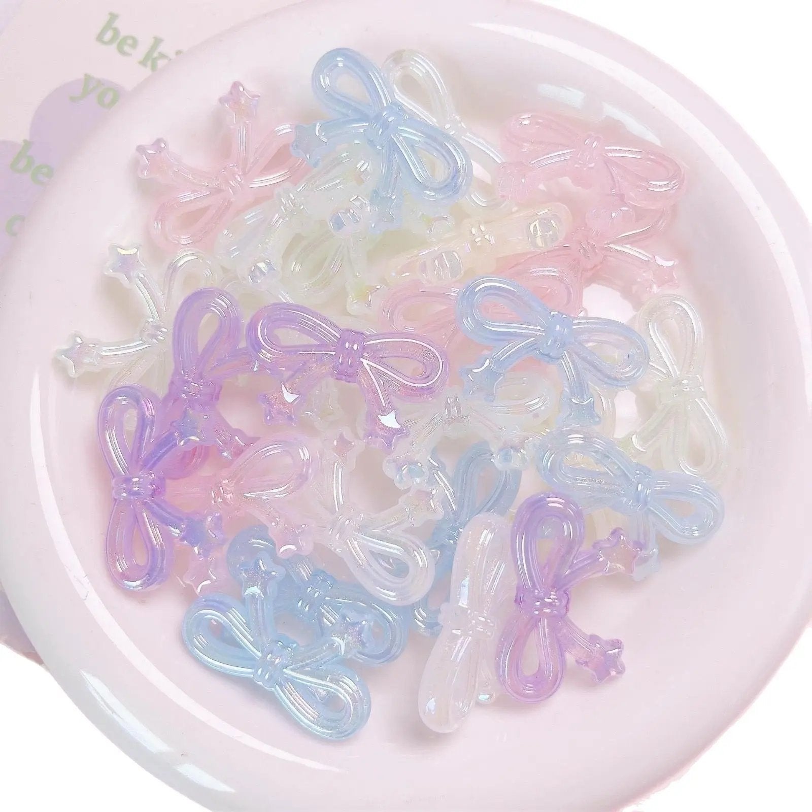 FS1652-20*34mm UV Clear Luminous Star Bow Acrylic Beads For Keychain Beadable Pens Jewelry Making Zoe's DIY Shop