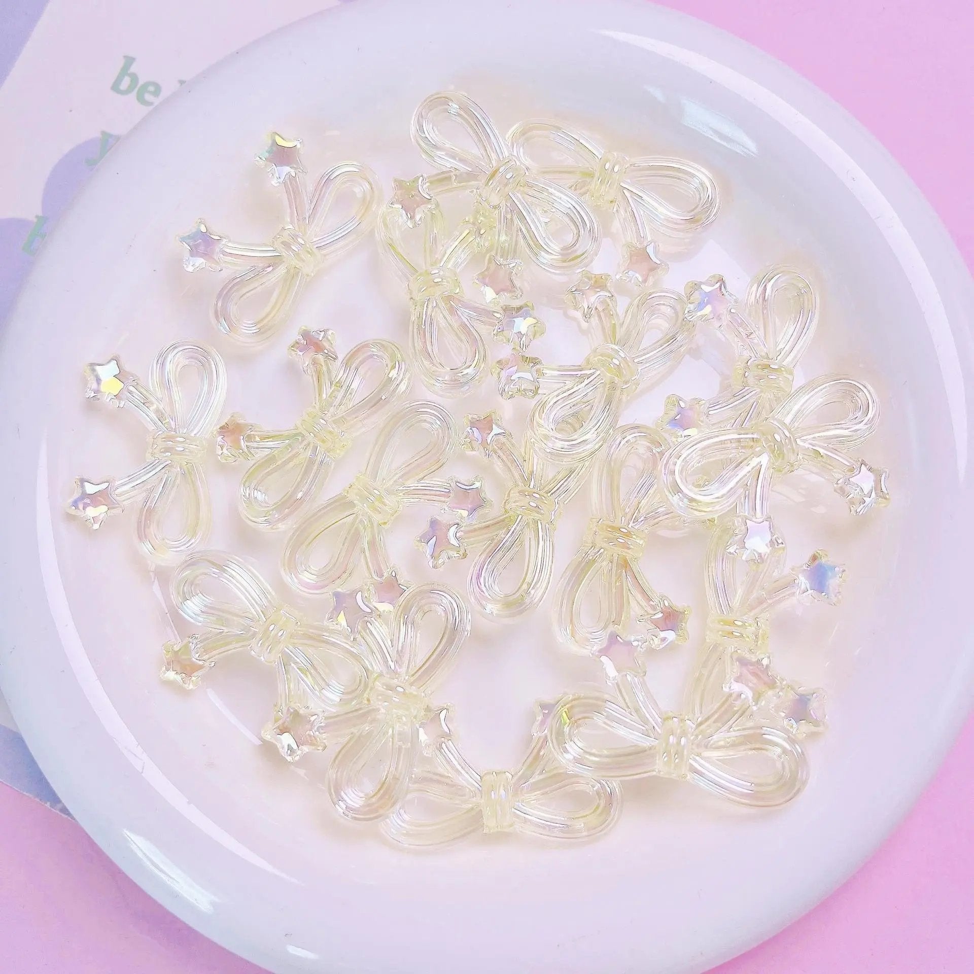 FS1652-20*34mm UV Clear Luminous Star Bow Acrylic Beads For Keychain Beadable Pens Jewelry Making Zoe's DIY Shop