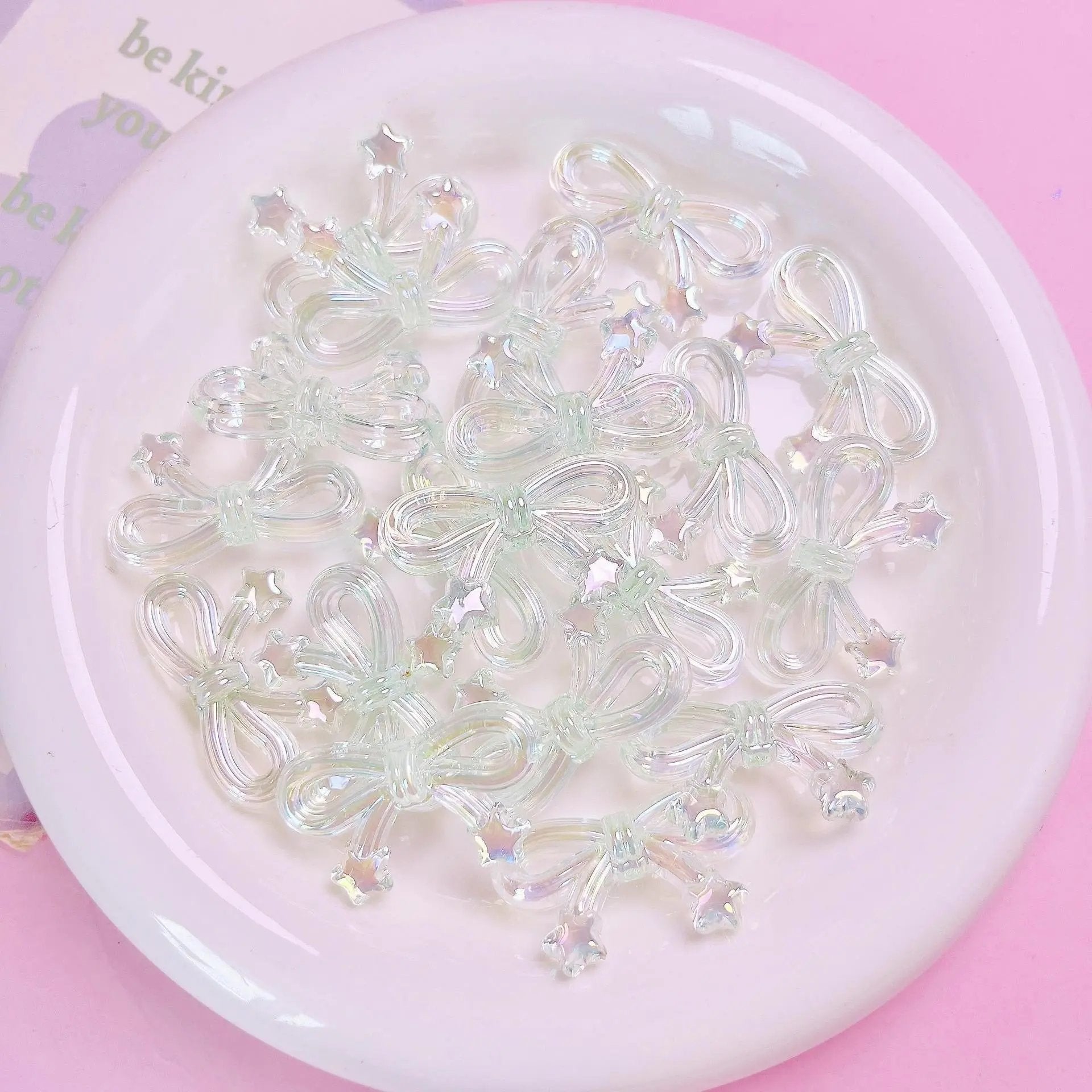 FS1652-20*34mm UV Clear Luminous Star Bow Acrylic Beads For Keychain Beadable Pens Jewelry Making Zoe's DIY Shop