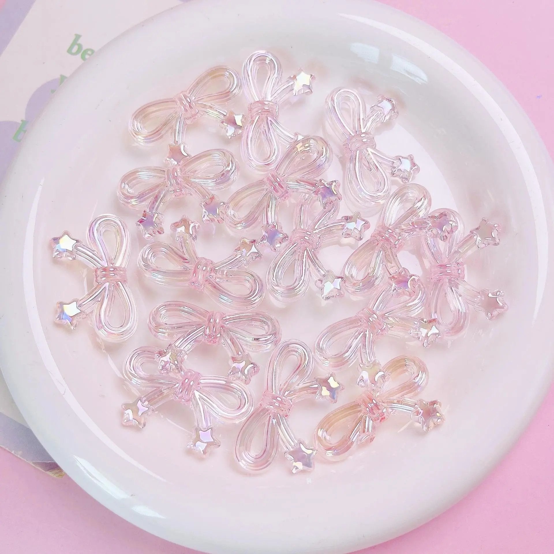 FS1652-20*34mm UV Clear Luminous Star Bow Acrylic Beads For Keychain Beadable Pens Jewelry Making Zoe's DIY Shop