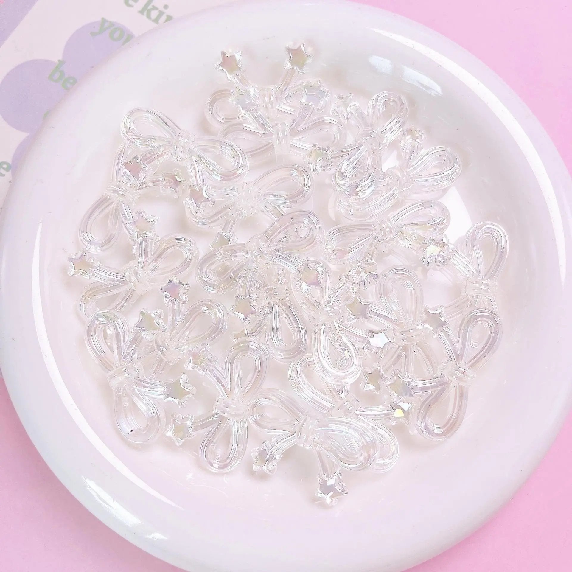 FS1652-20*34mm UV Clear Luminous Star Bow Acrylic Beads For Keychain Beadable Pens Jewelry Making Zoe's DIY Shop