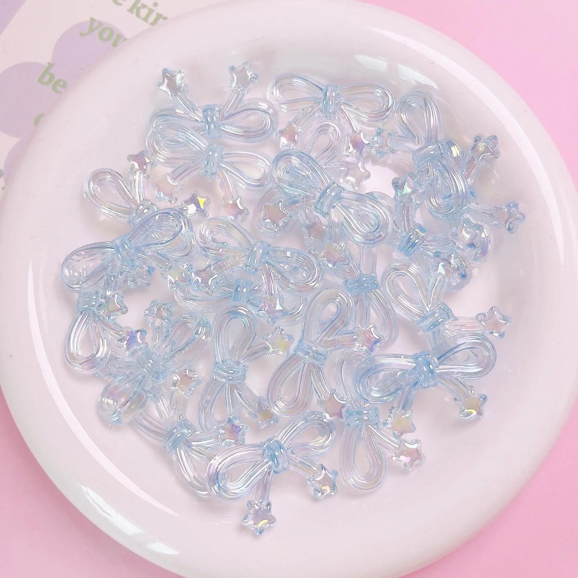 FS1652-20*34mm UV Clear Luminous Star Bow Acrylic Beads For Keychain Beadable Pens Jewelry Making Zoe's DIY Shop