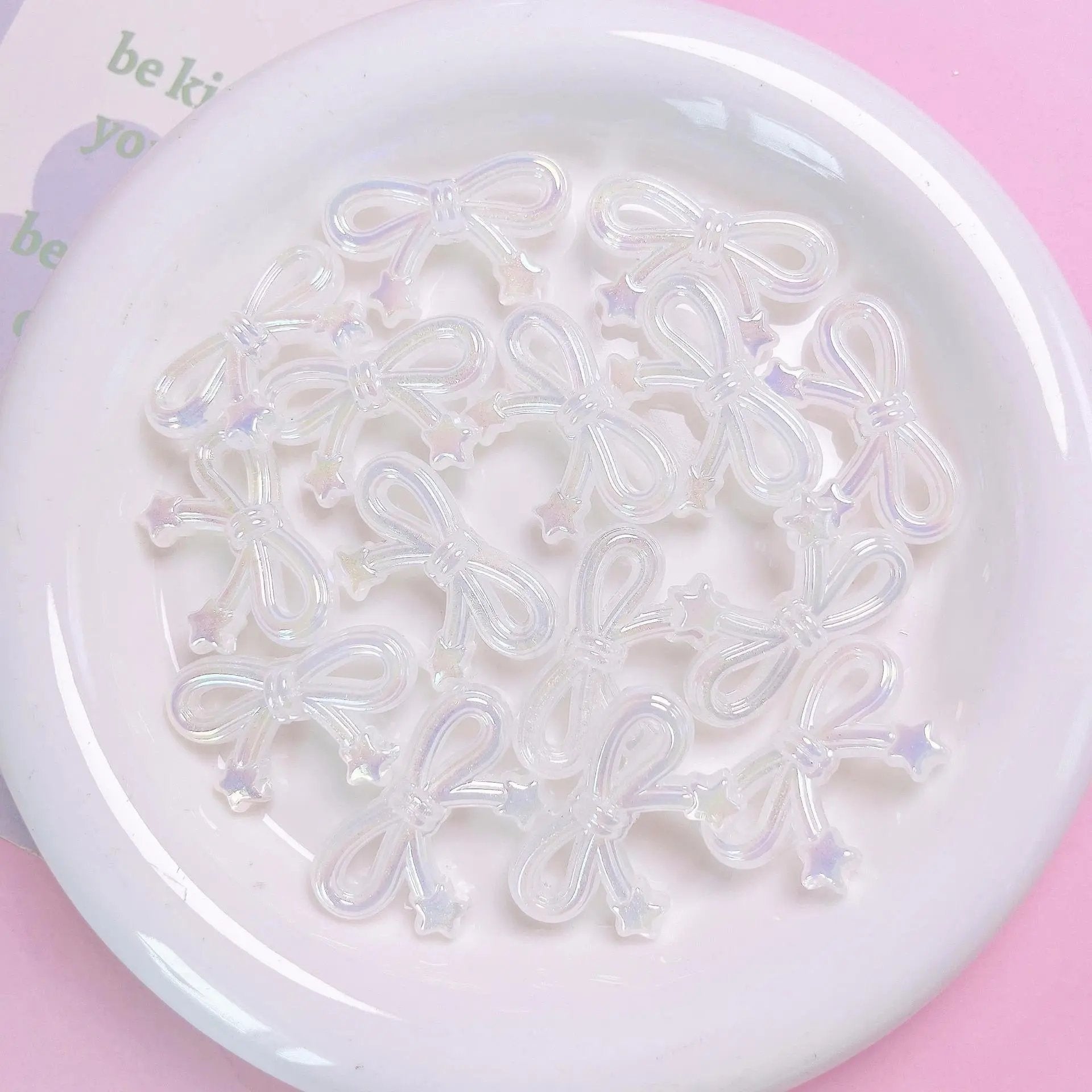 FS1652-20*34mm UV Clear Luminous Star Bow Acrylic Beads For Keychain Beadable Pens Jewelry Making Zoe's DIY Shop