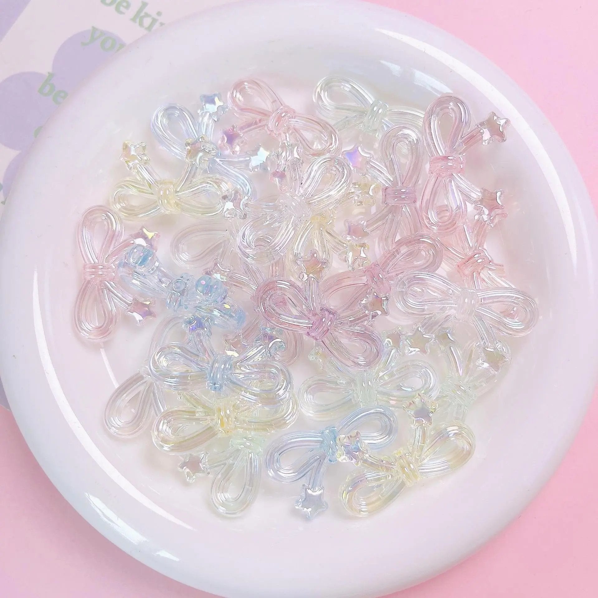 FS1652-20*34mm UV Clear Luminous Star Bow Acrylic Beads For Keychain Beadable Pens Jewelry Making Zoe's DIY Shop
