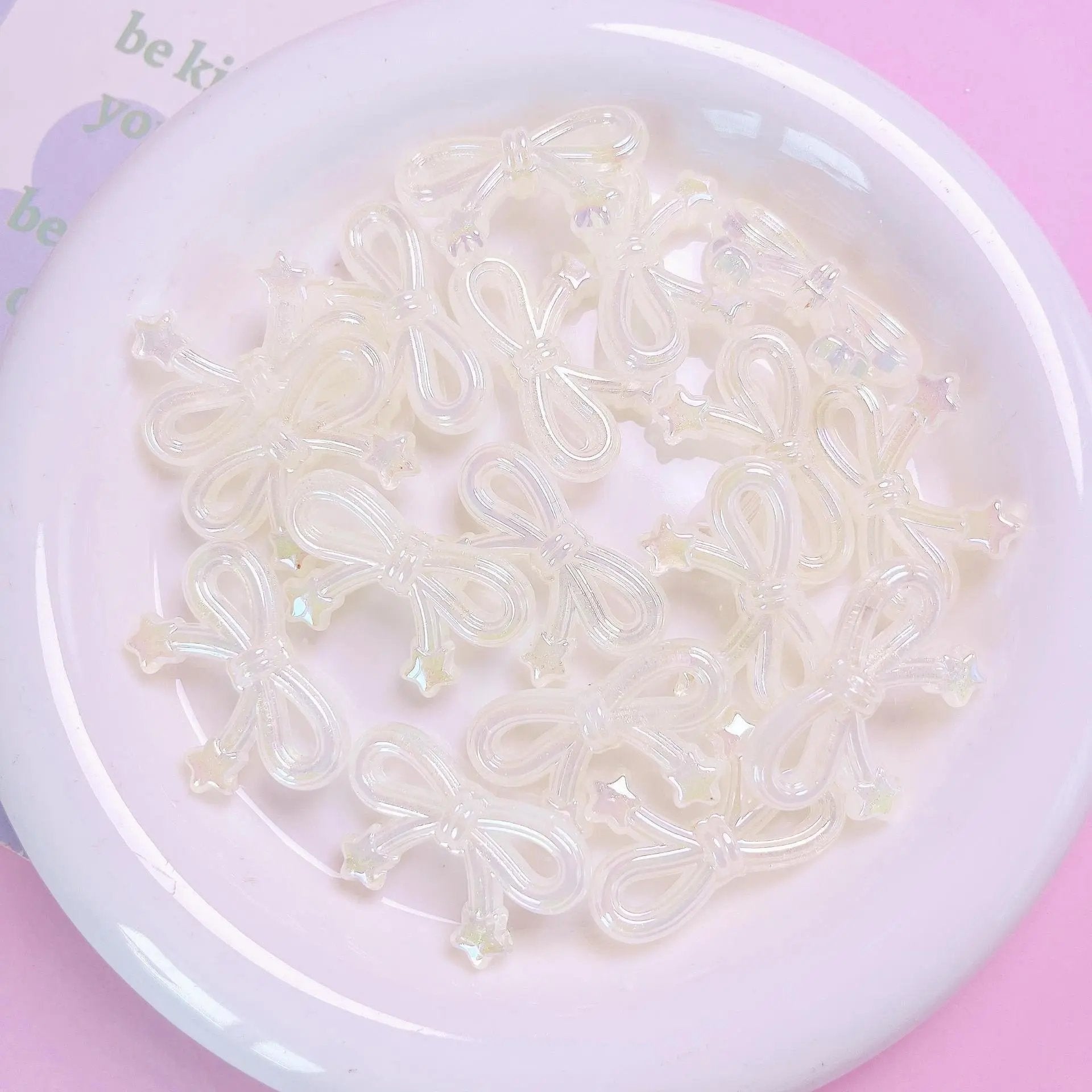 FS1652-20*34mm UV Clear Luminous Star Bow Acrylic Beads For Keychain Beadable Pens Jewelry Making Zoe's DIY Shop