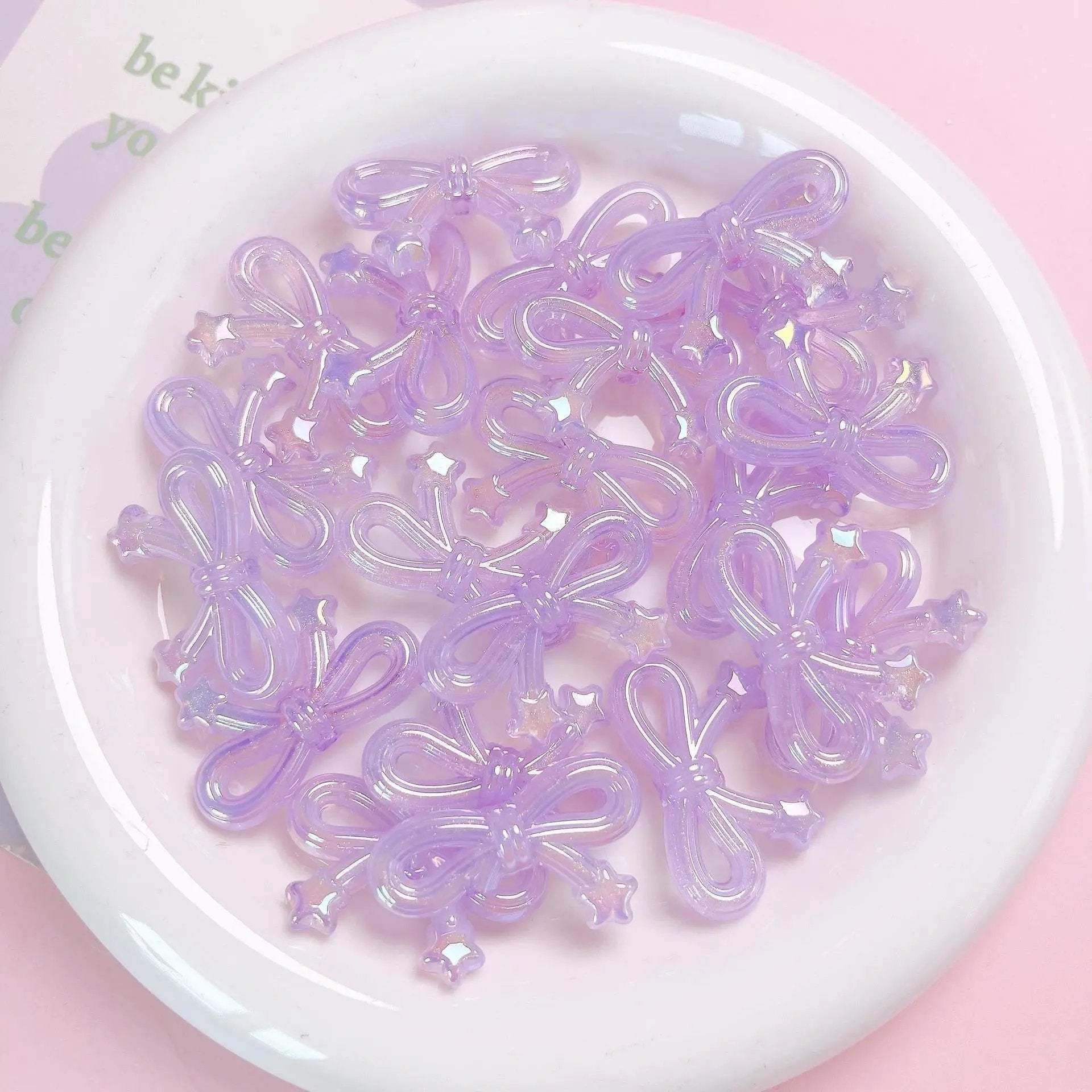 FS1652-20*34mm UV Clear Luminous Star Bow Acrylic Beads For Keychain Beadable Pens Jewelry Making Zoe's DIY Shop