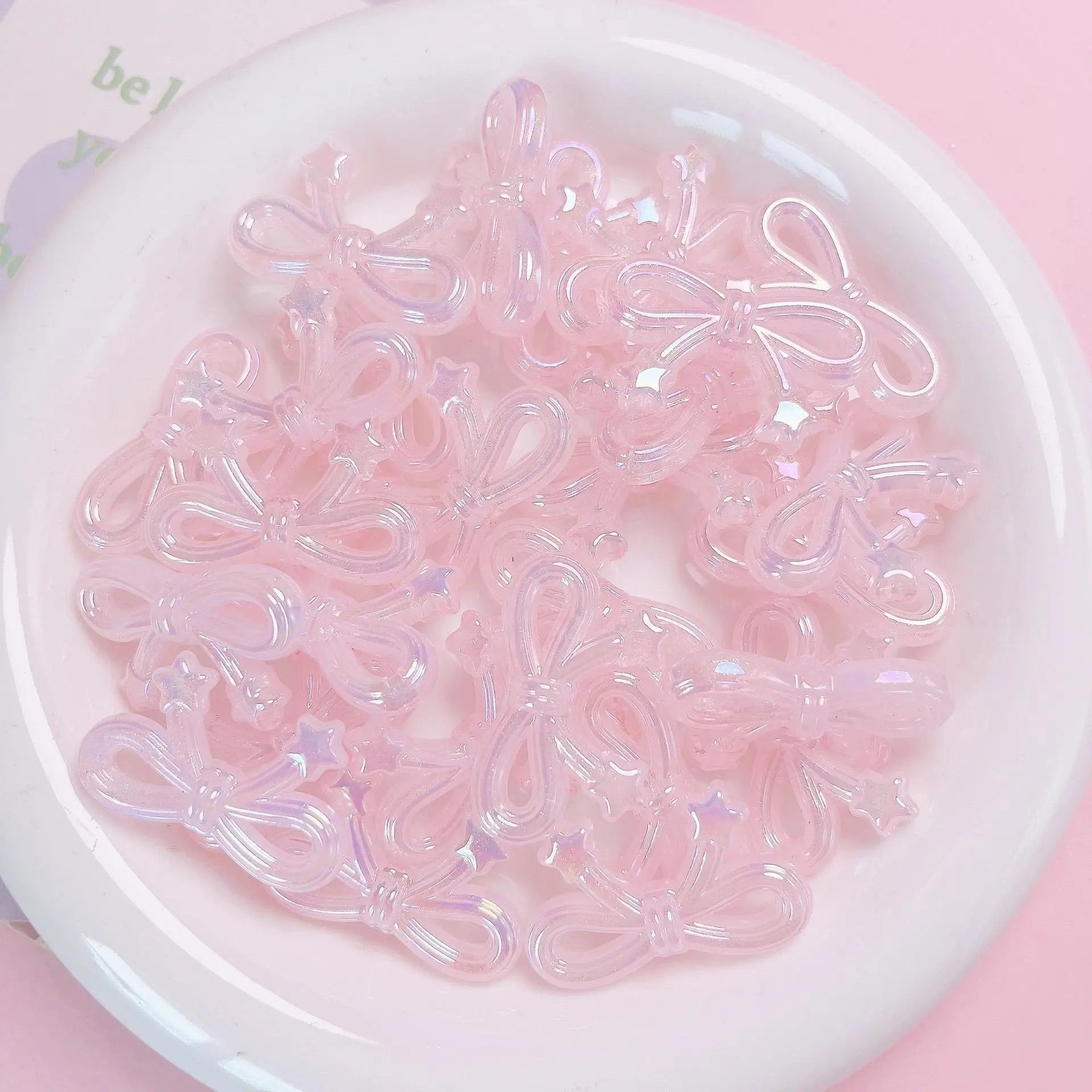 FS1652-20*34mm UV Clear Luminous Star Bow Acrylic Beads For Keychain Beadable Pens Jewelry Making Zoe's DIY Shop