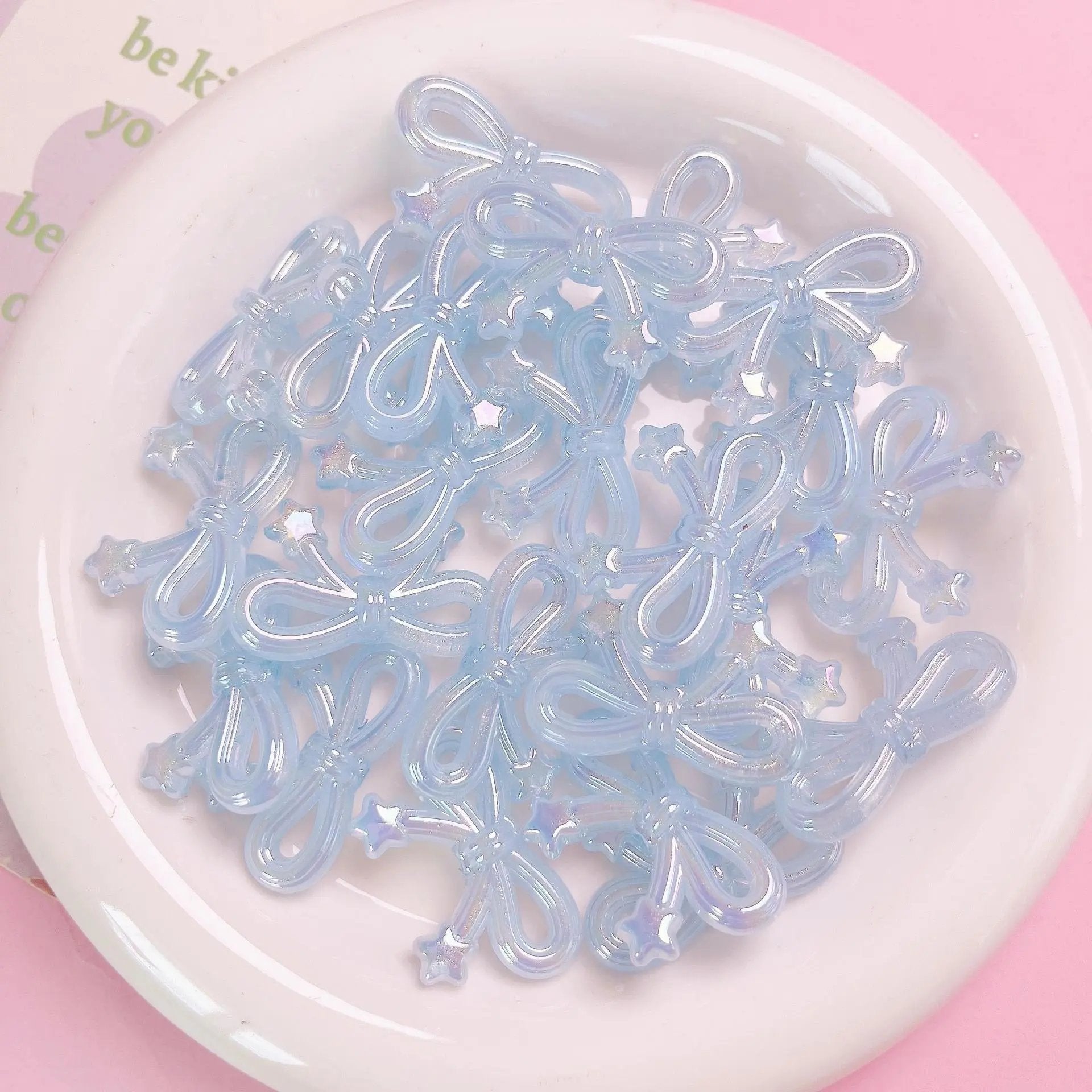FS1652-20*34mm UV Clear Luminous Star Bow Acrylic Beads For Keychain Beadable Pens Jewelry Making Zoe's DIY Shop