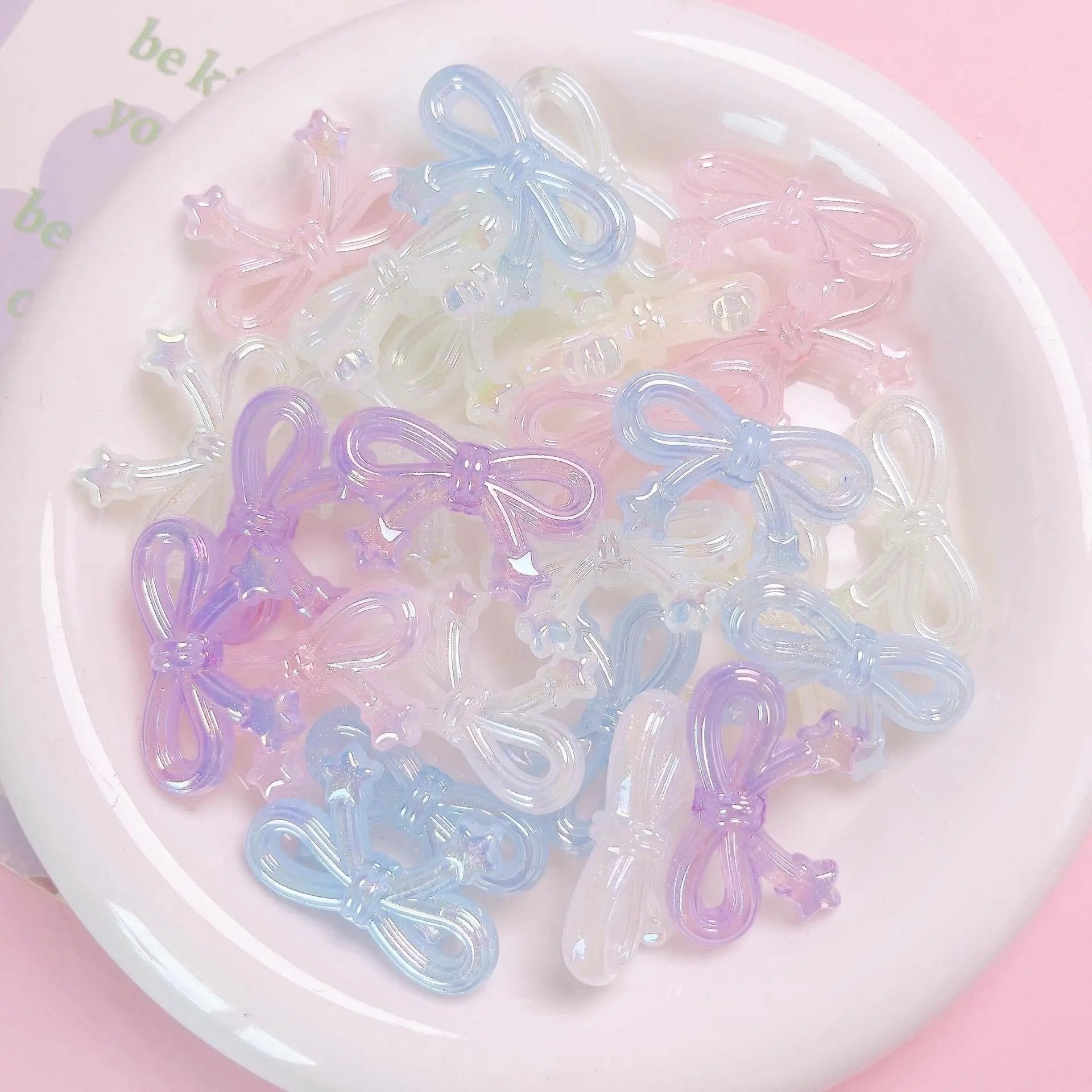 FS1652-20*34mm UV Clear Luminous Star Bow Acrylic Beads For Keychain Beadable Pens Jewelry Making Zoe's DIY Shop