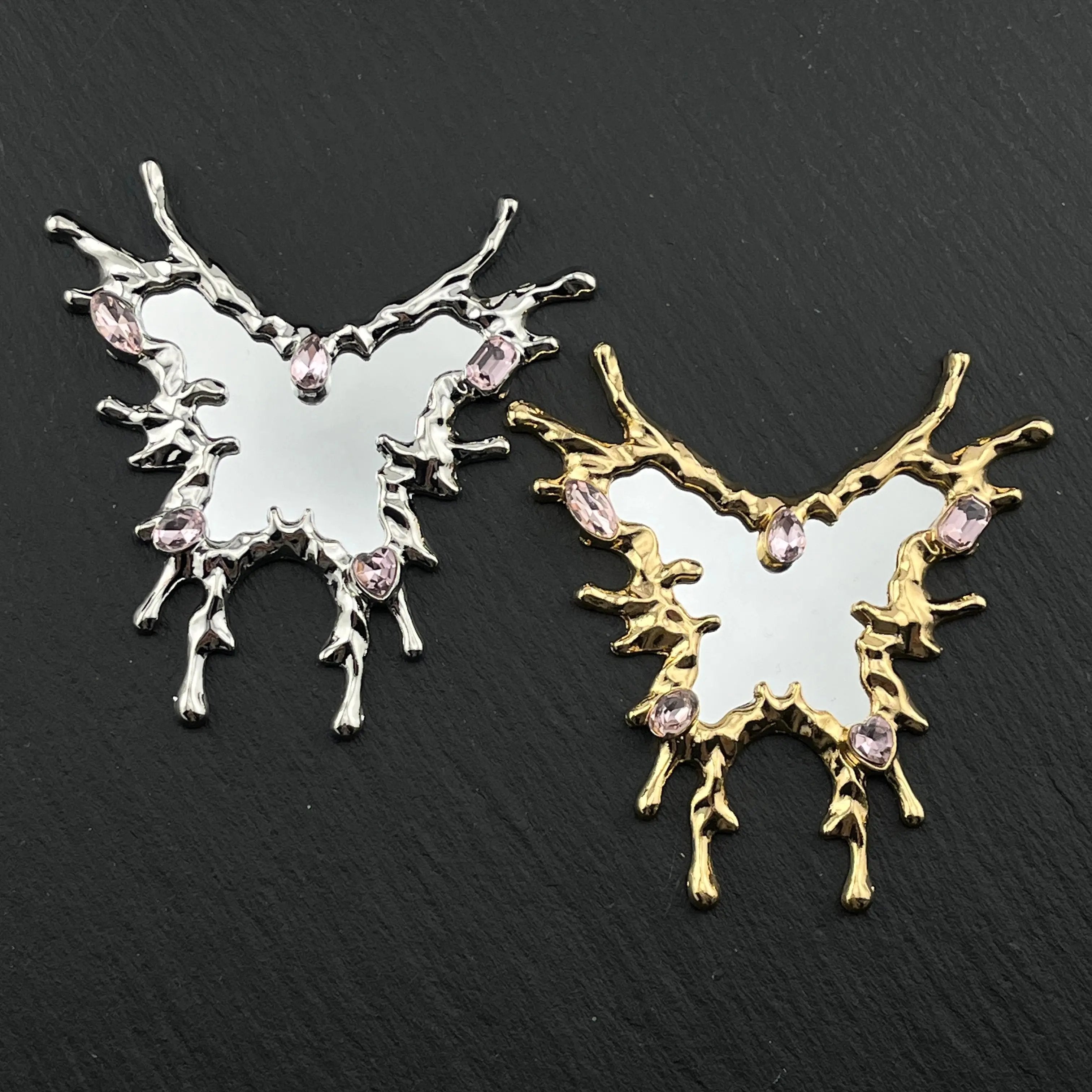 FS1668-2PCS  6.2*6.3MM Butterfly mirror patch Zoe's DIY Shop