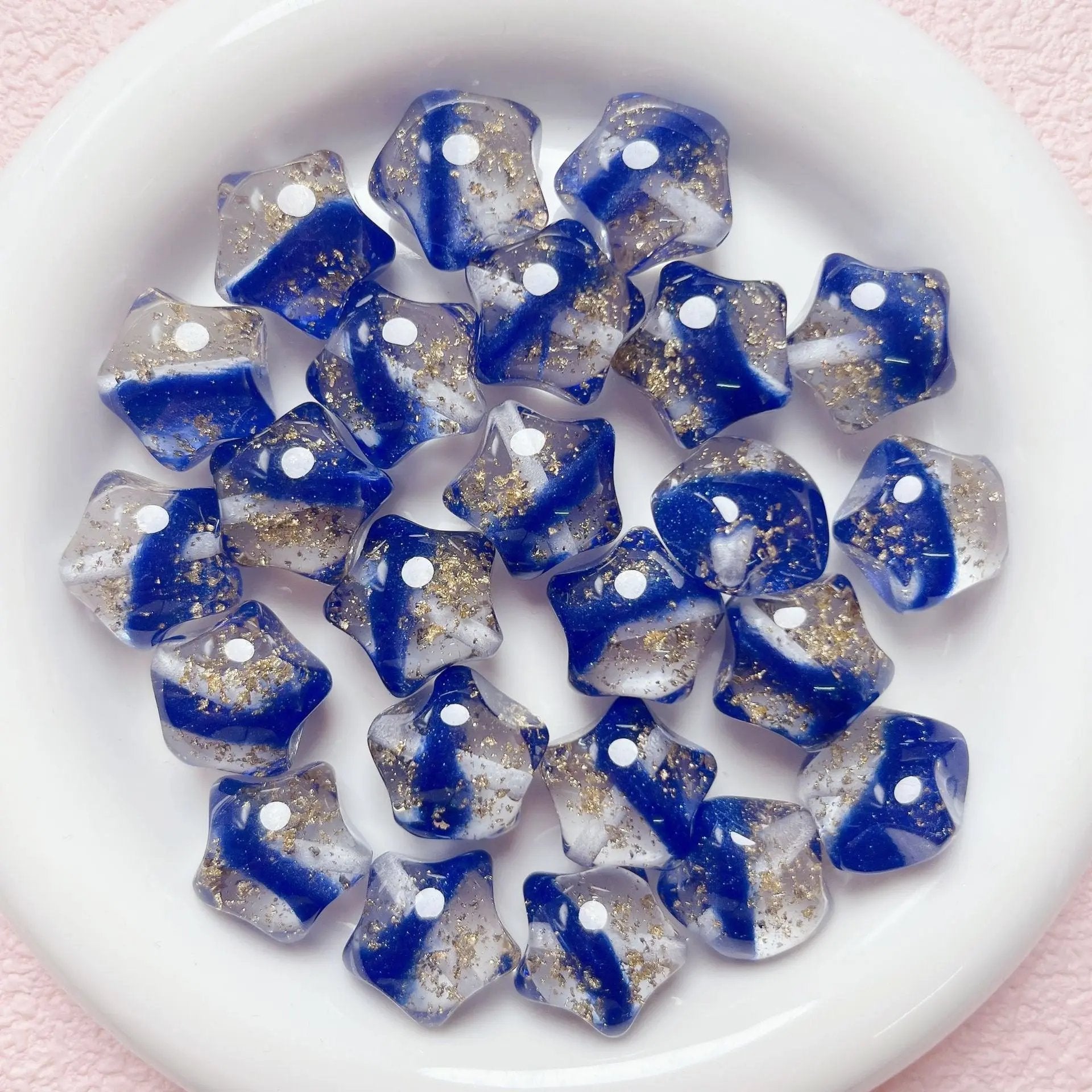 FS1699-20mm*19mm Gold Foil Resin Beads Fit For Beadable Pens Zoe's DIY Shop