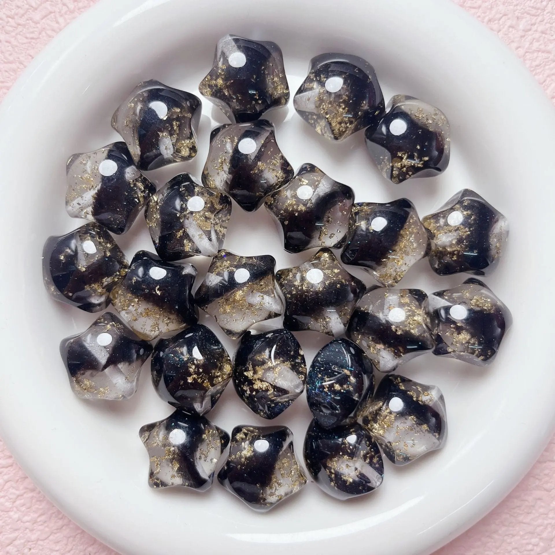 FS1699-20mm*19mm Gold Foil Resin Beads Fit For Beadable Pens Zoe's DIY Shop