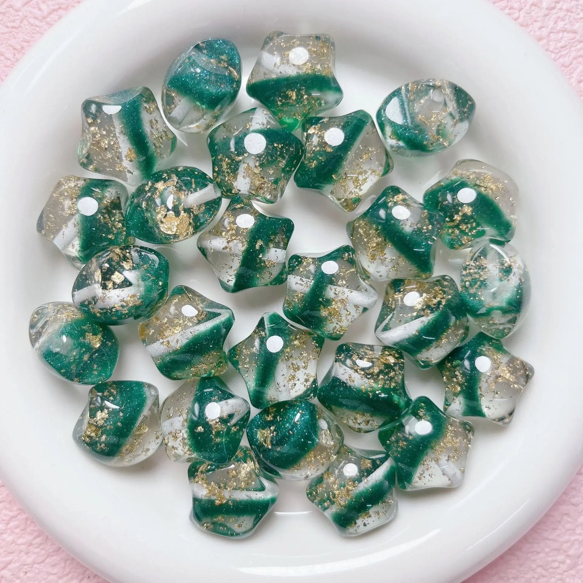 FS1699-20mm*19mm Gold Foil Resin Beads Fit For Beadable Pens Zoe's DIY Shop