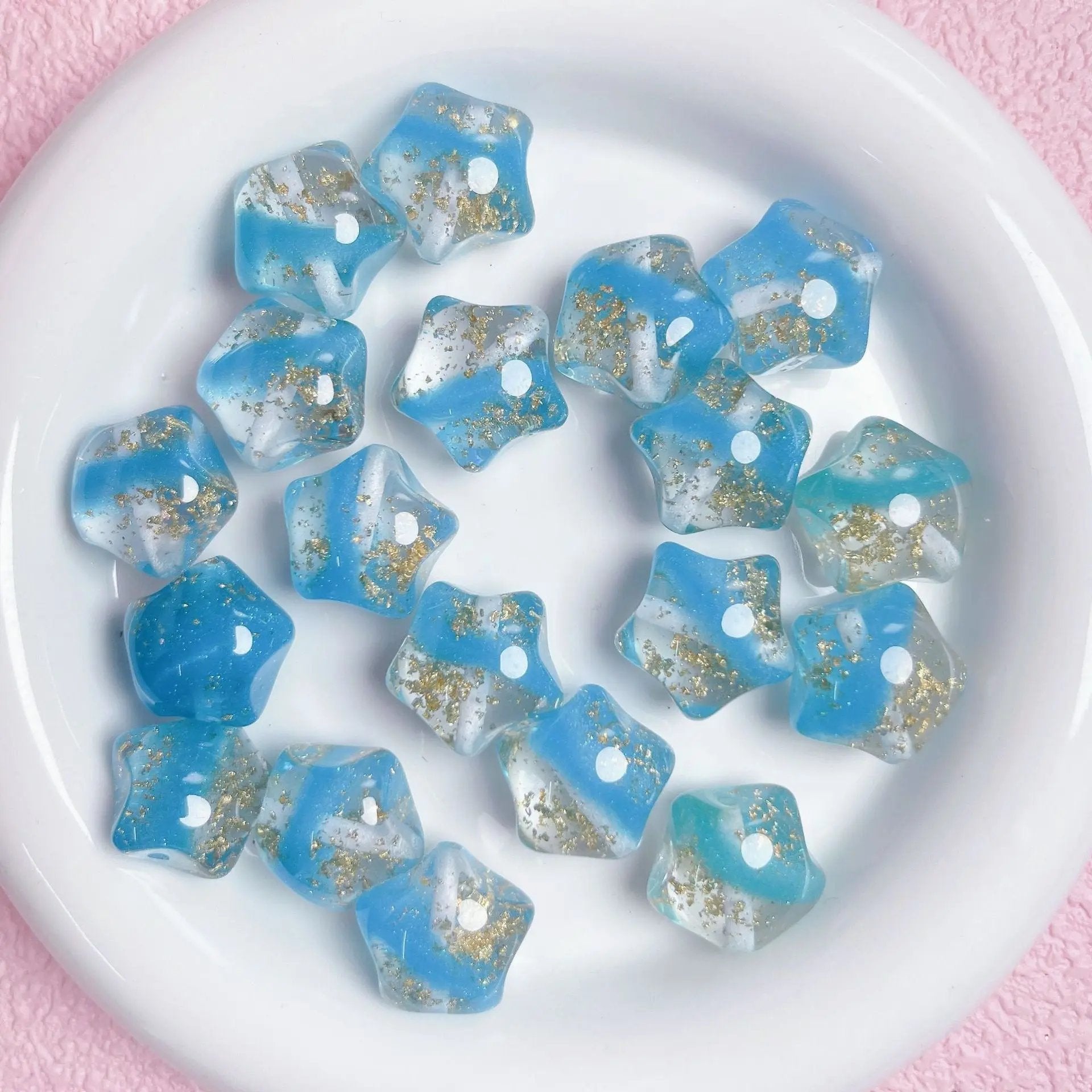 FS1699-20mm*19mm Gold Foil Resin Beads Fit For Beadable Pens Zoe's DIY Shop