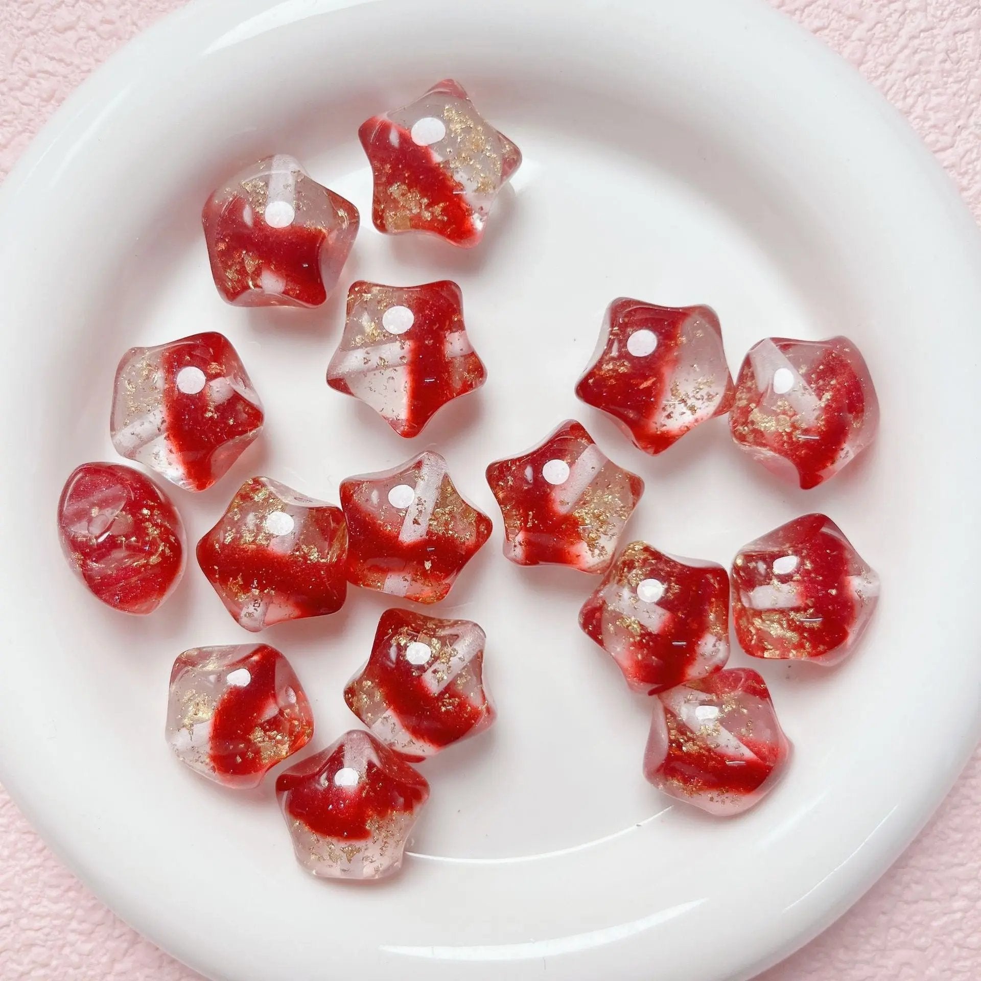 FS1699-20mm*19mm Gold Foil Resin Beads Fit For Beadable Pens Zoe's DIY Shop