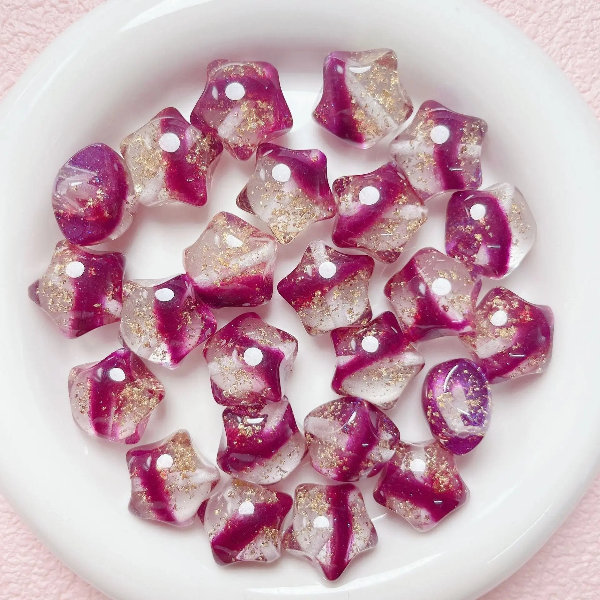 FS1699-20mm*19mm Gold Foil Resin Beads Fit For Beadable Pens Zoe's DIY Shop