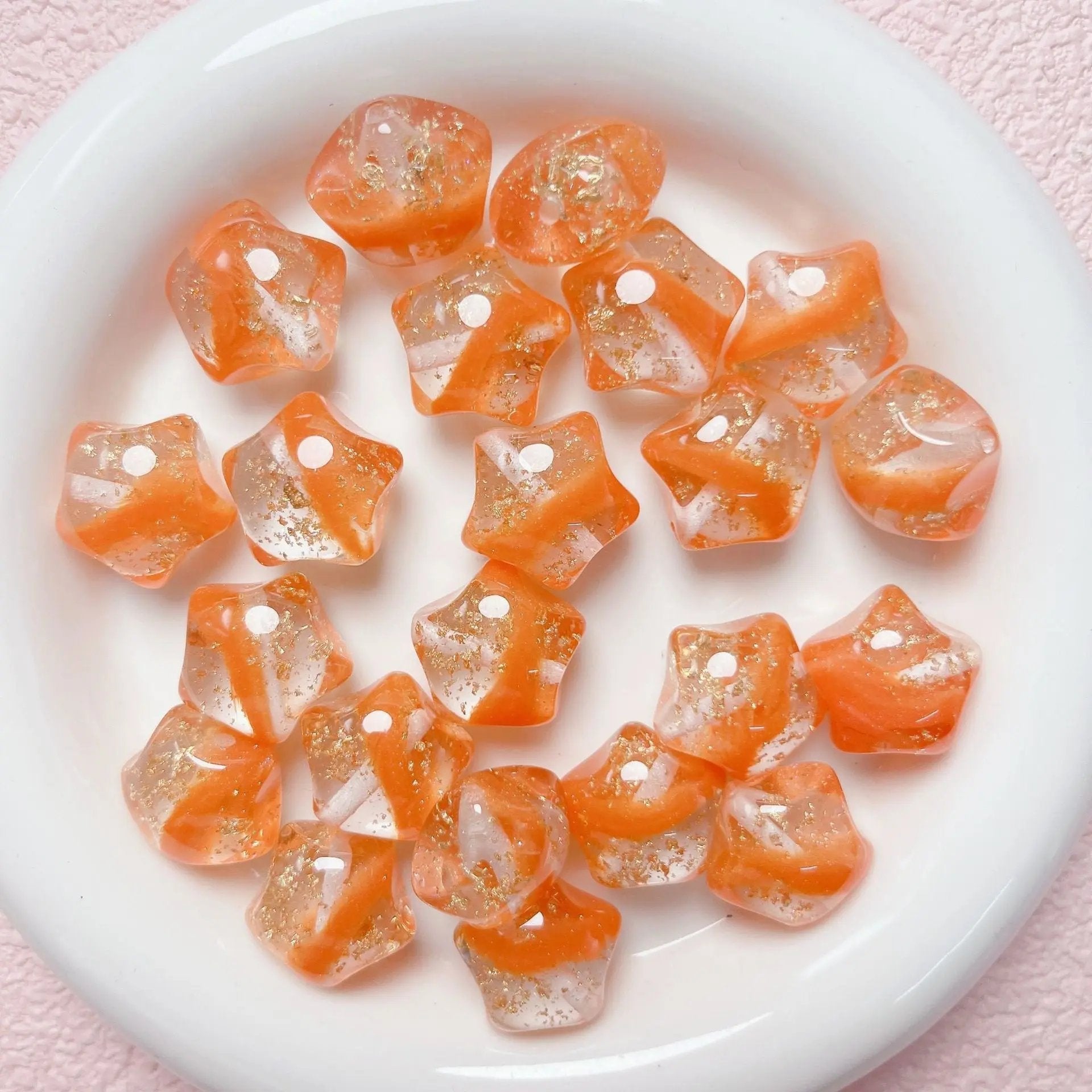 FS1699-20mm*19mm Gold Foil Resin Beads Fit For Beadable Pens Zoe's DIY Shop