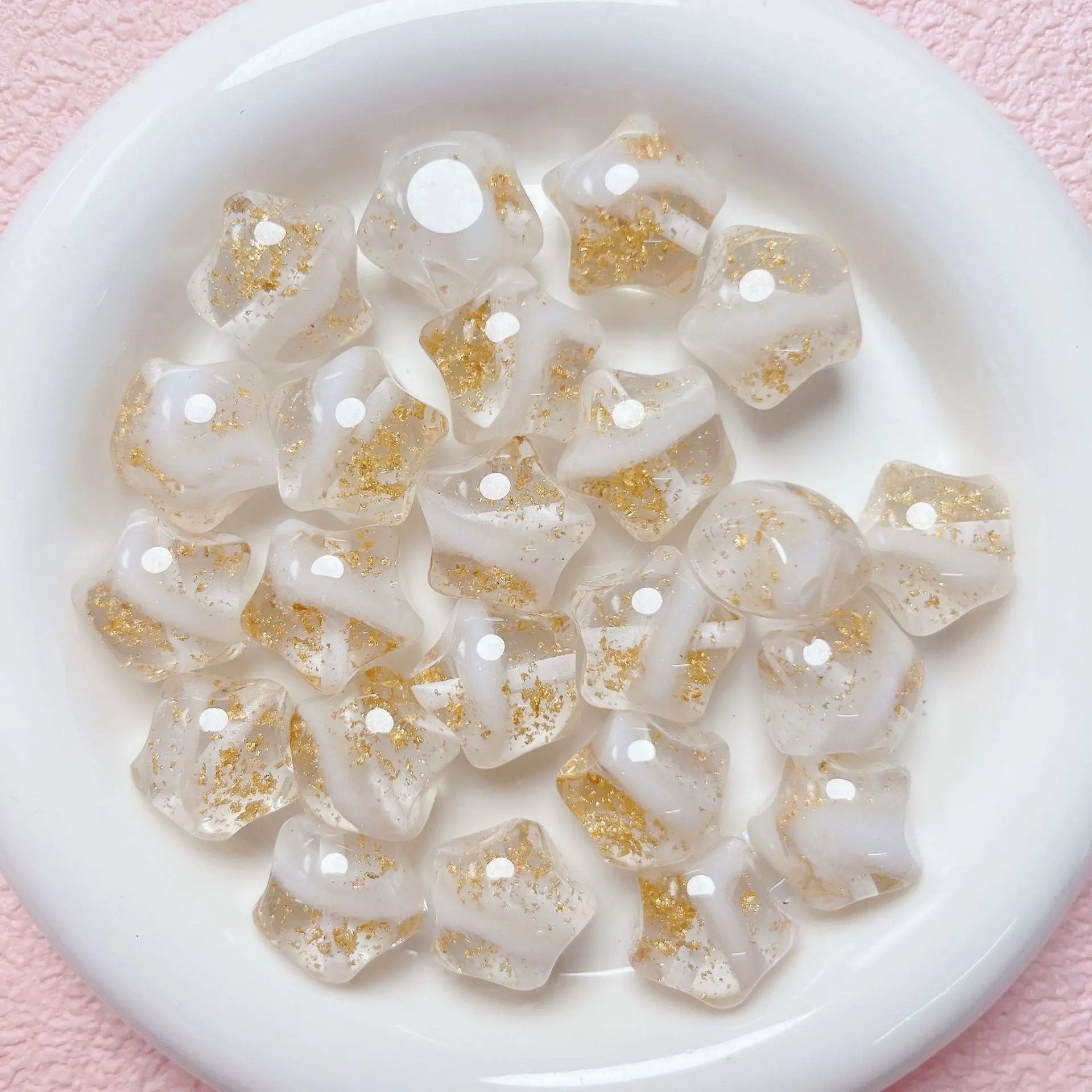 FS1699-20mm*19mm Gold Foil Resin Beads Fit For Beadable Pens Zoe's DIY Shop