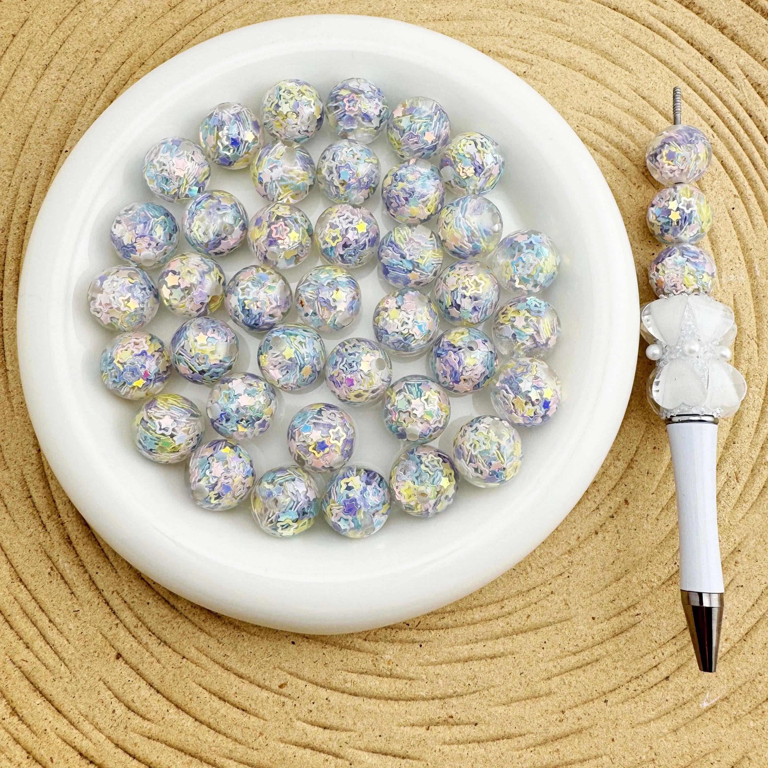 FS1725-Star Flash Chips Resin Beads Fit For Beadable Pens Zoe's DIY Shop