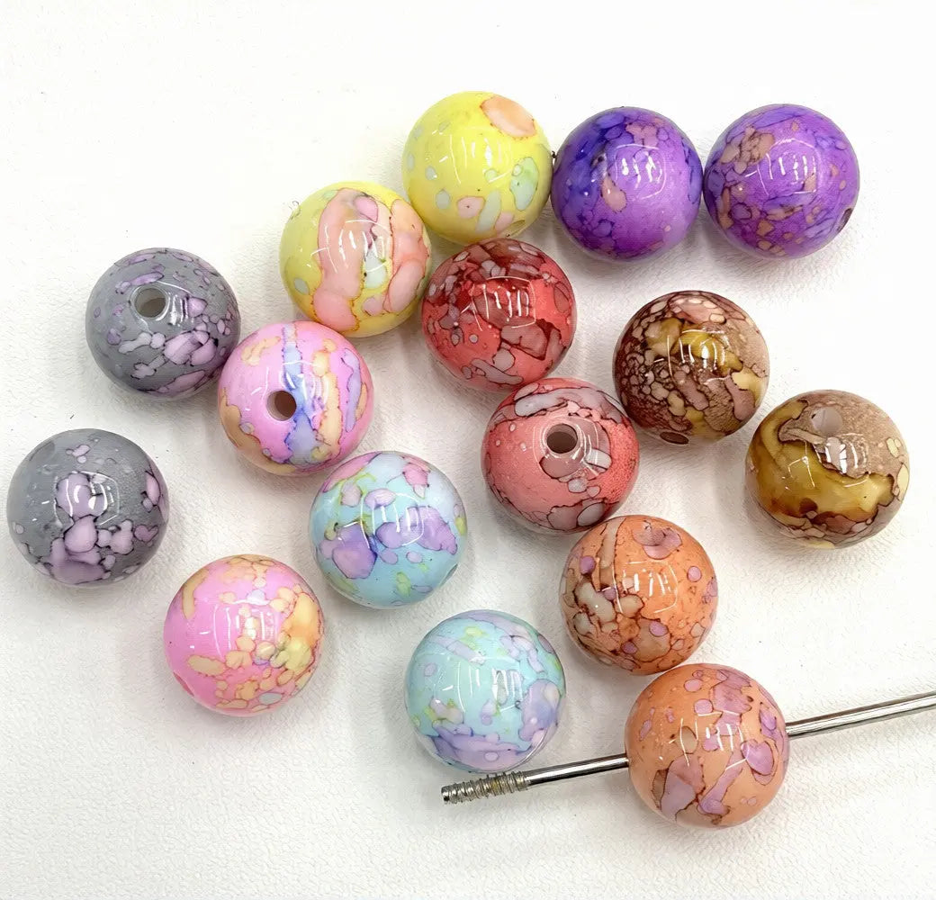 FS1731- 16mm Marble acrylic beads Zoe DIY Wholesale