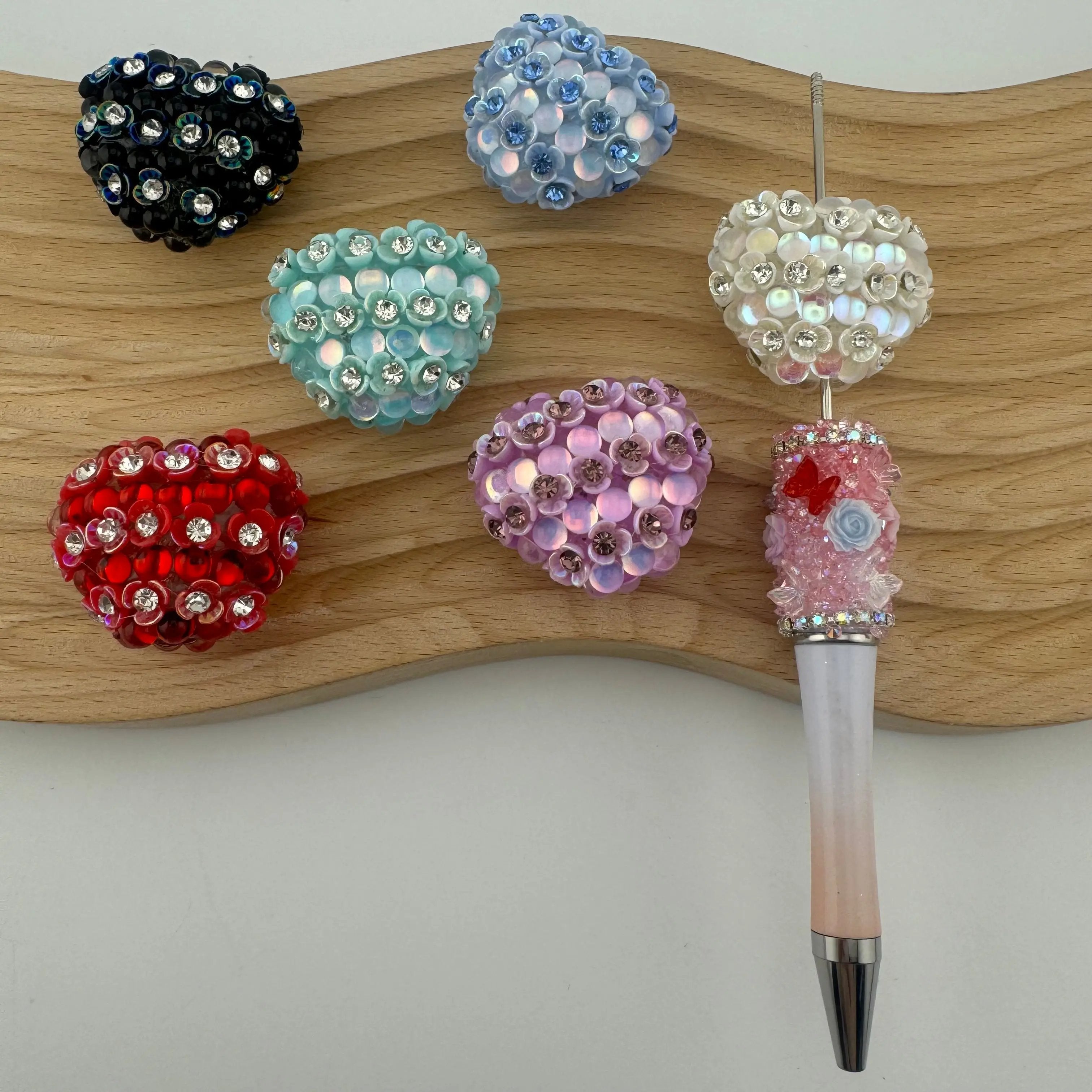 FS1778-Flower Heart Fancy Beads Fit For Beadable Pens Zoe's DIY Shop