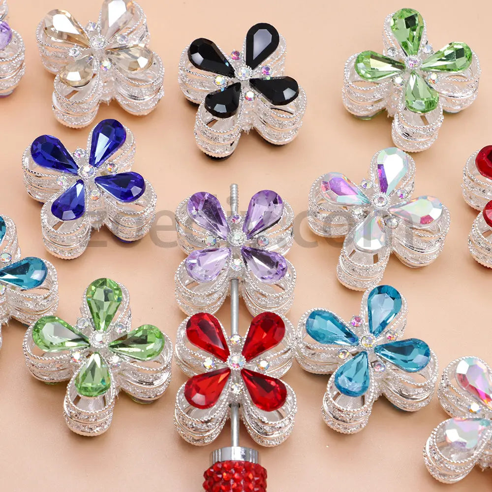 FS1781- Crystal Diamond Flower Metal Beads Fit For Beadable Pens For Keychain Jewelry Making Zoe's DIY Shop