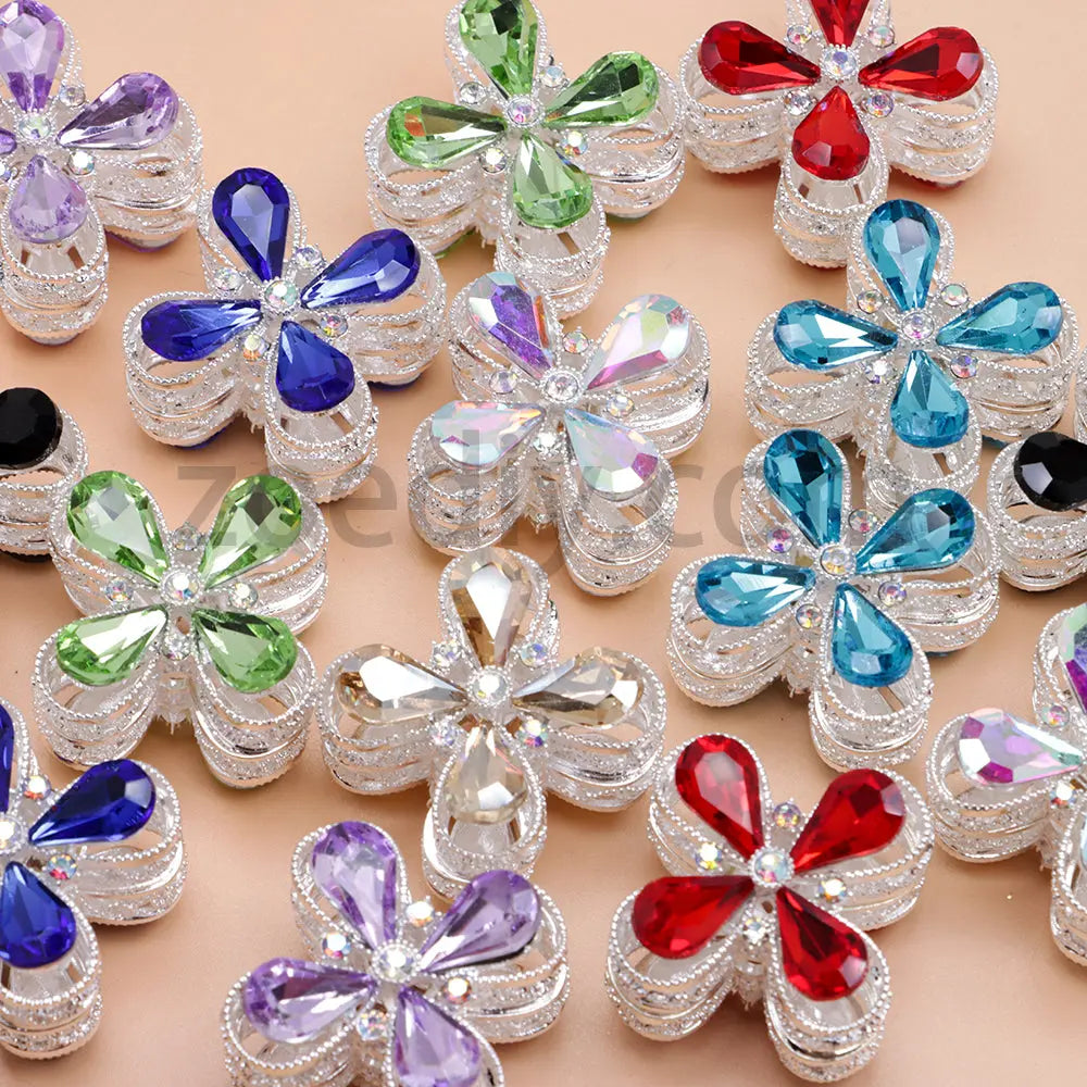 FS1781- Crystal Diamond Flower Metal Beads Fit For Beadable Pens For Keychain Jewelry Making Zoe's DIY Shop