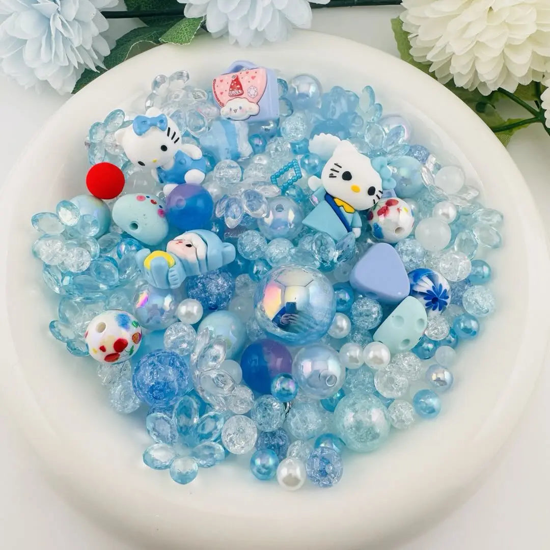FS17889-Blue Random Mixed Acrylic Resin Beads Zoe DIY Wholesale