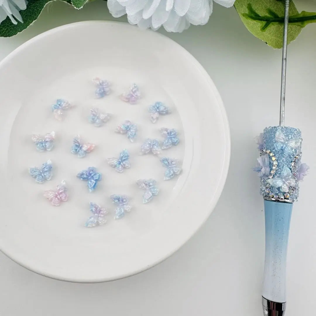 FS17909-About  8×9mm Pink Blue Butterfly Resin Charms Zoe DIY Wholesale