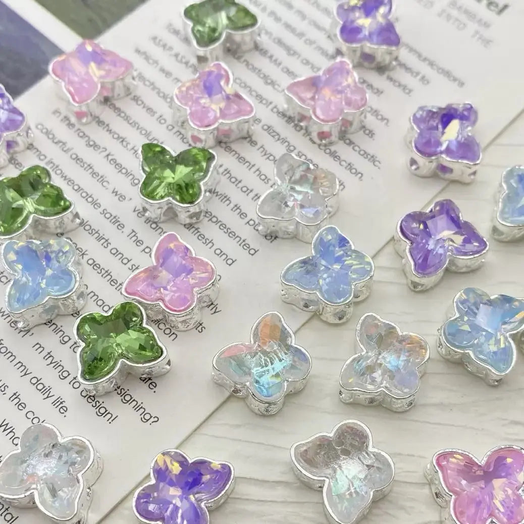 FS17975-About 10mm Six Hole Butterfly Metal Beads Zoe DIY Wholesale