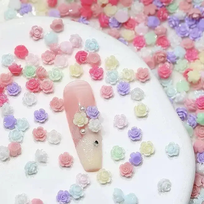 FS18068-4mm Pearl Solid Color Rose Nail Charms Zoe DIY Wholesale