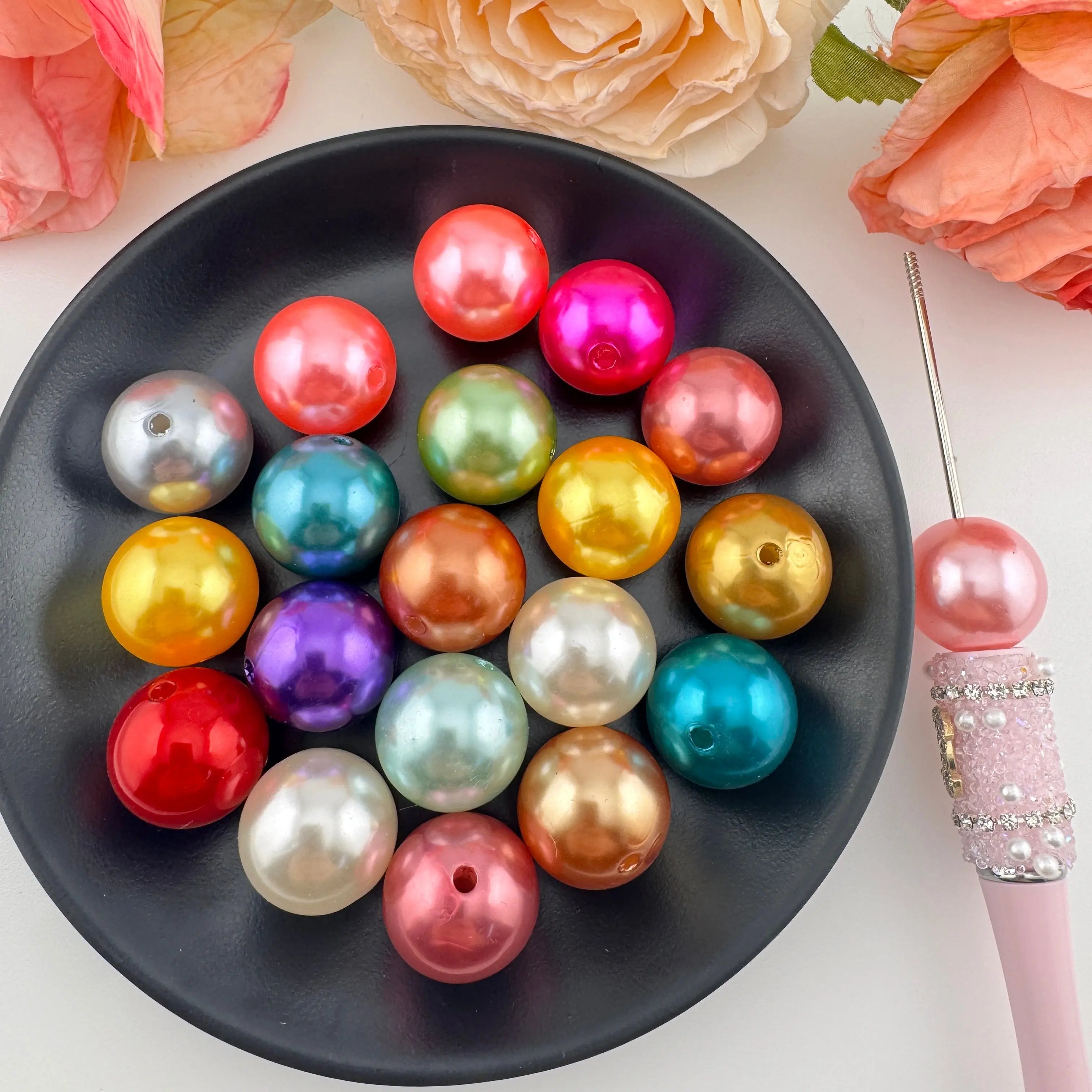 FS18366-About 20mm Mixed Color Pearl Looking Acrylic Beads Zoe DIY Wholesale