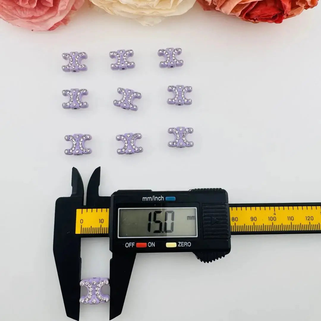FS18384-About 12×15mm Rhinestone Celine Alloy Metal Beads Zoe DIY Wholesale
