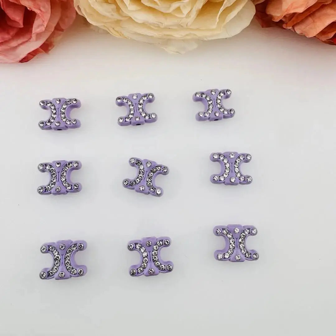 FS18384-About 12×15mm Rhinestone Celine Alloy Metal Beads Zoe DIY Wholesale