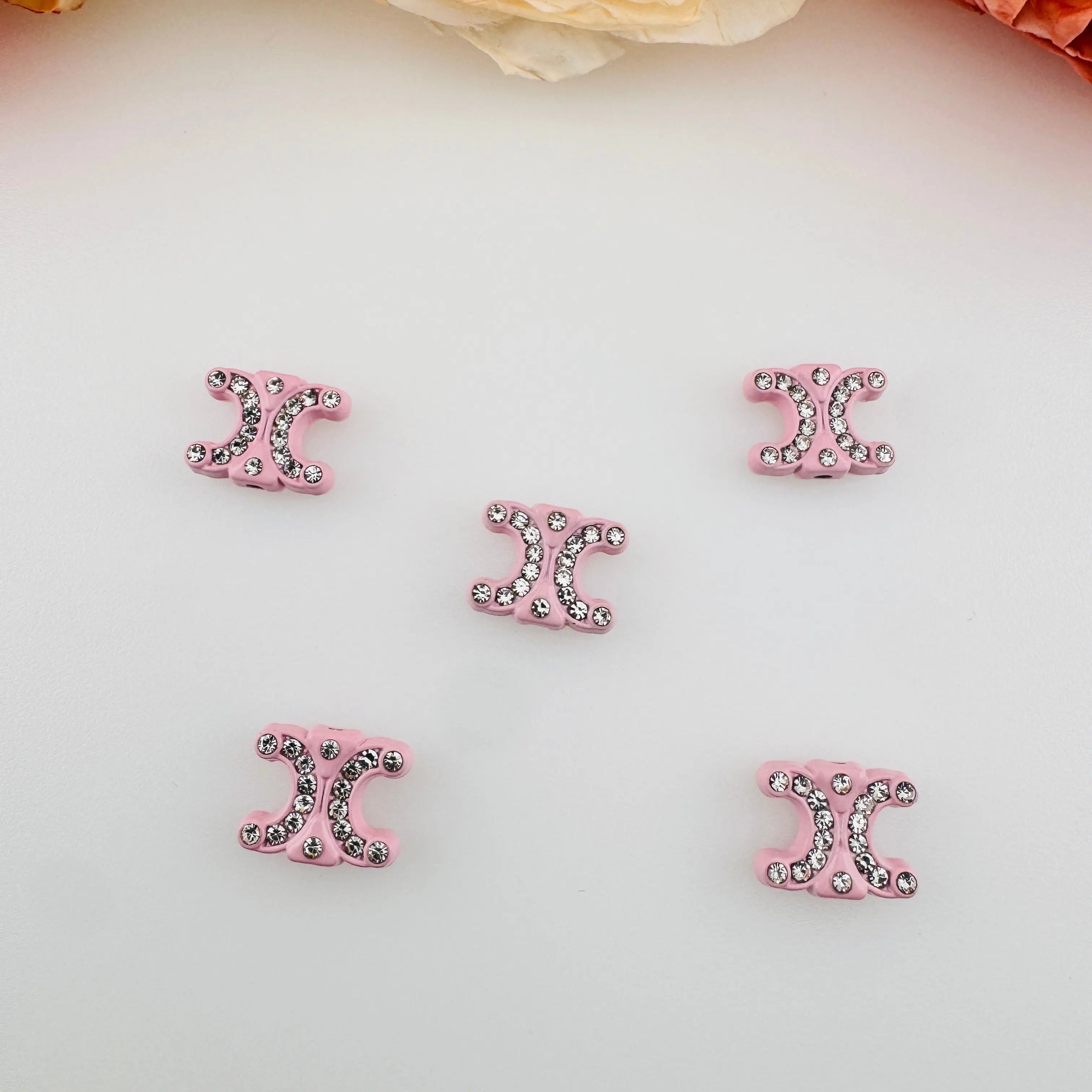 FS18384-About 12×15mm Rhinestone Celine Alloy Metal Beads Zoe DIY Wholesale