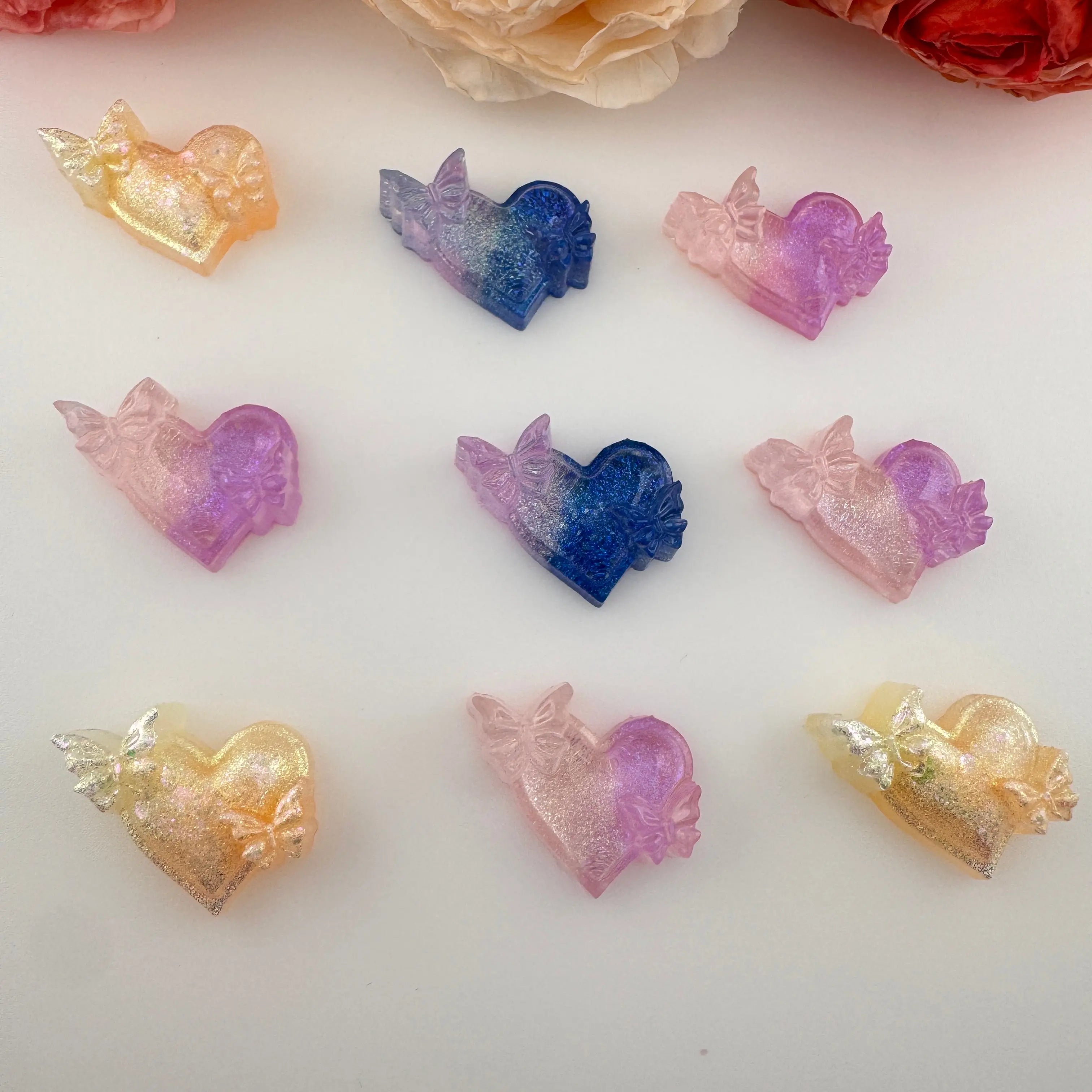 FS18508-About 35*27mm Luminous Heart Butterfly Resin Patch Zoe DIY Wholesale