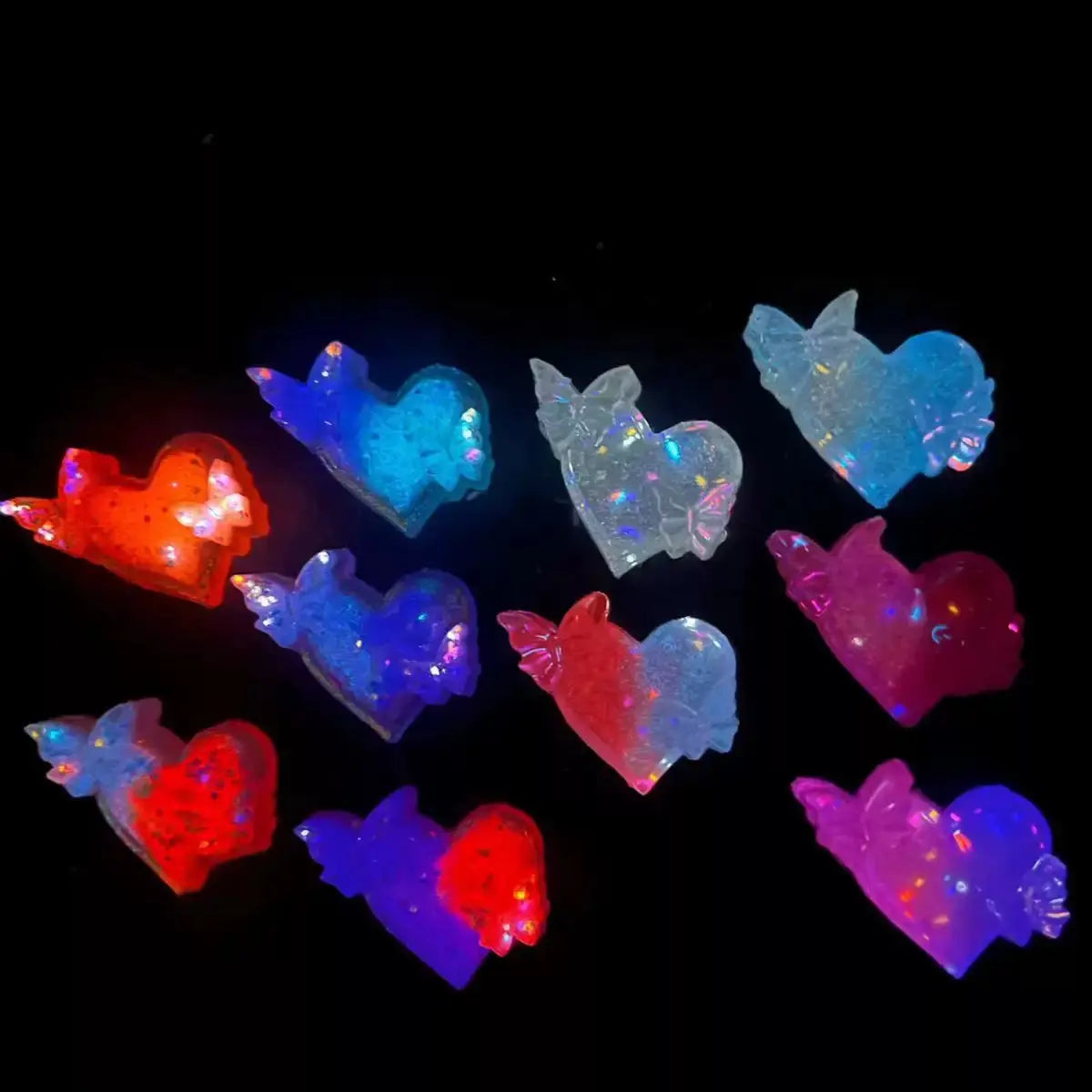 FS18508-About 35*27mm Luminous Heart Butterfly Resin Patch Zoe DIY Wholesale